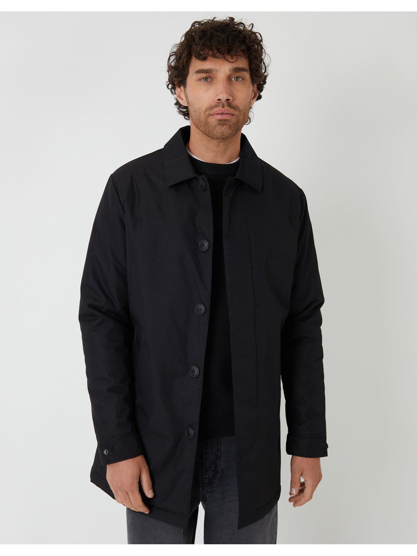 Image 1 of 4 of Threadbare Showerproof Collared Longline Mac With Padding In Black