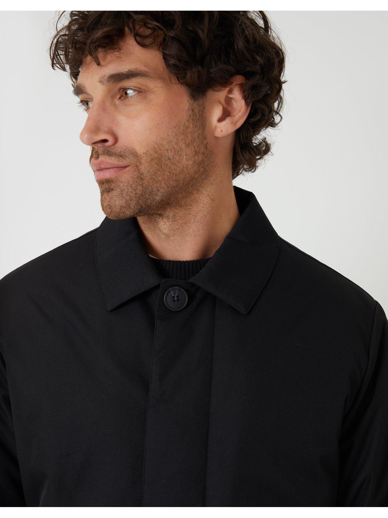 Image 4 of 4 of Threadbare Showerproof Collared Longline Mac With Padding In Black