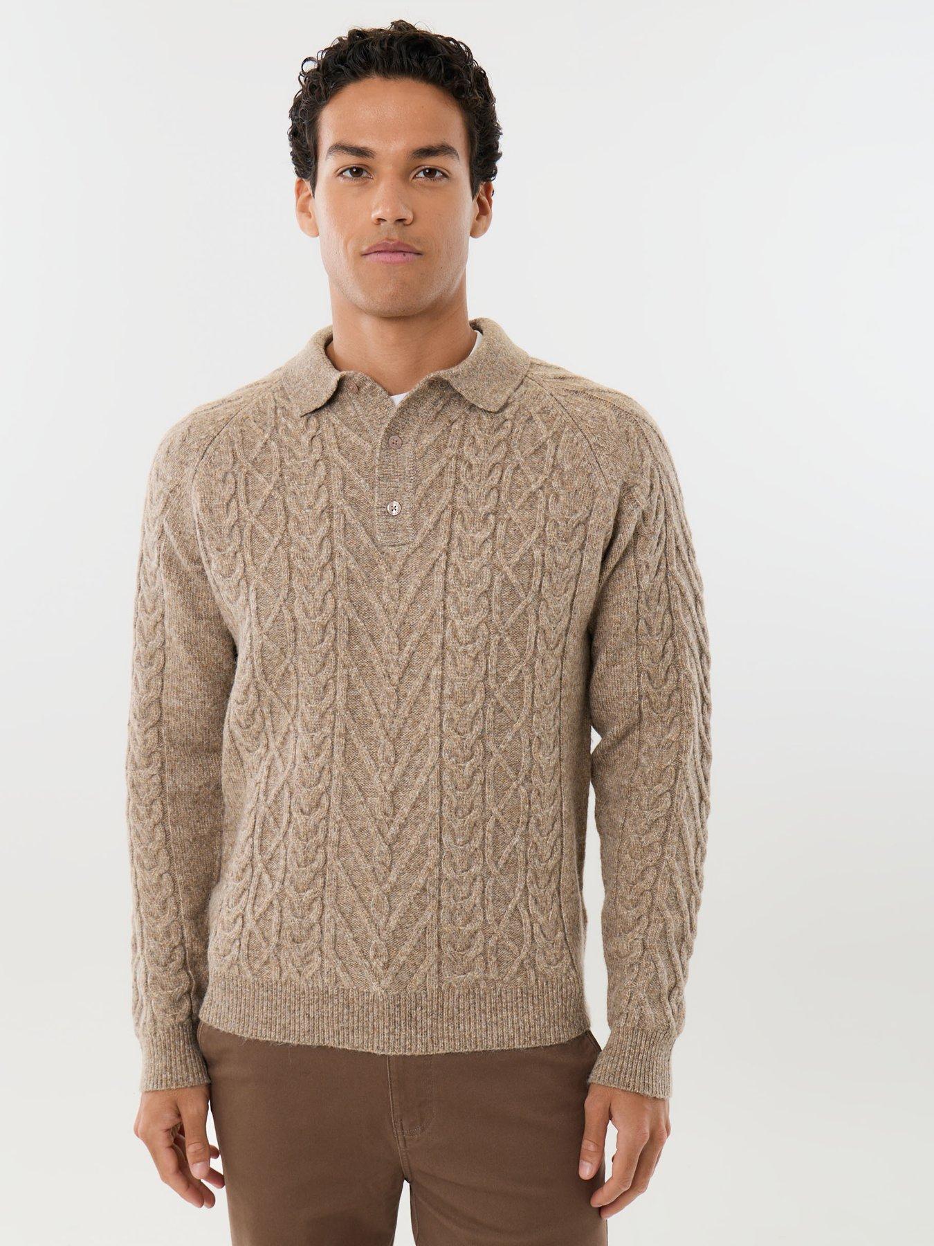 Image 5 of 5 of Threadbare Mens Knitted L/Slv Button Polo Arklay - Taupe Marl 7gg