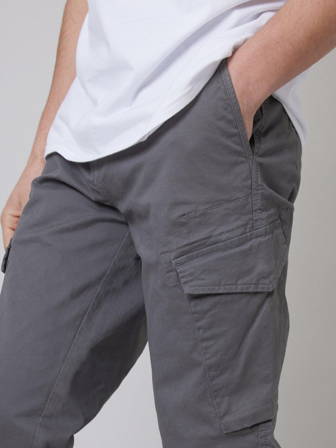 Image 4 of 4 of Threadbare Mens Cargo Pocket Straight Leg Drill Trousers - Grey