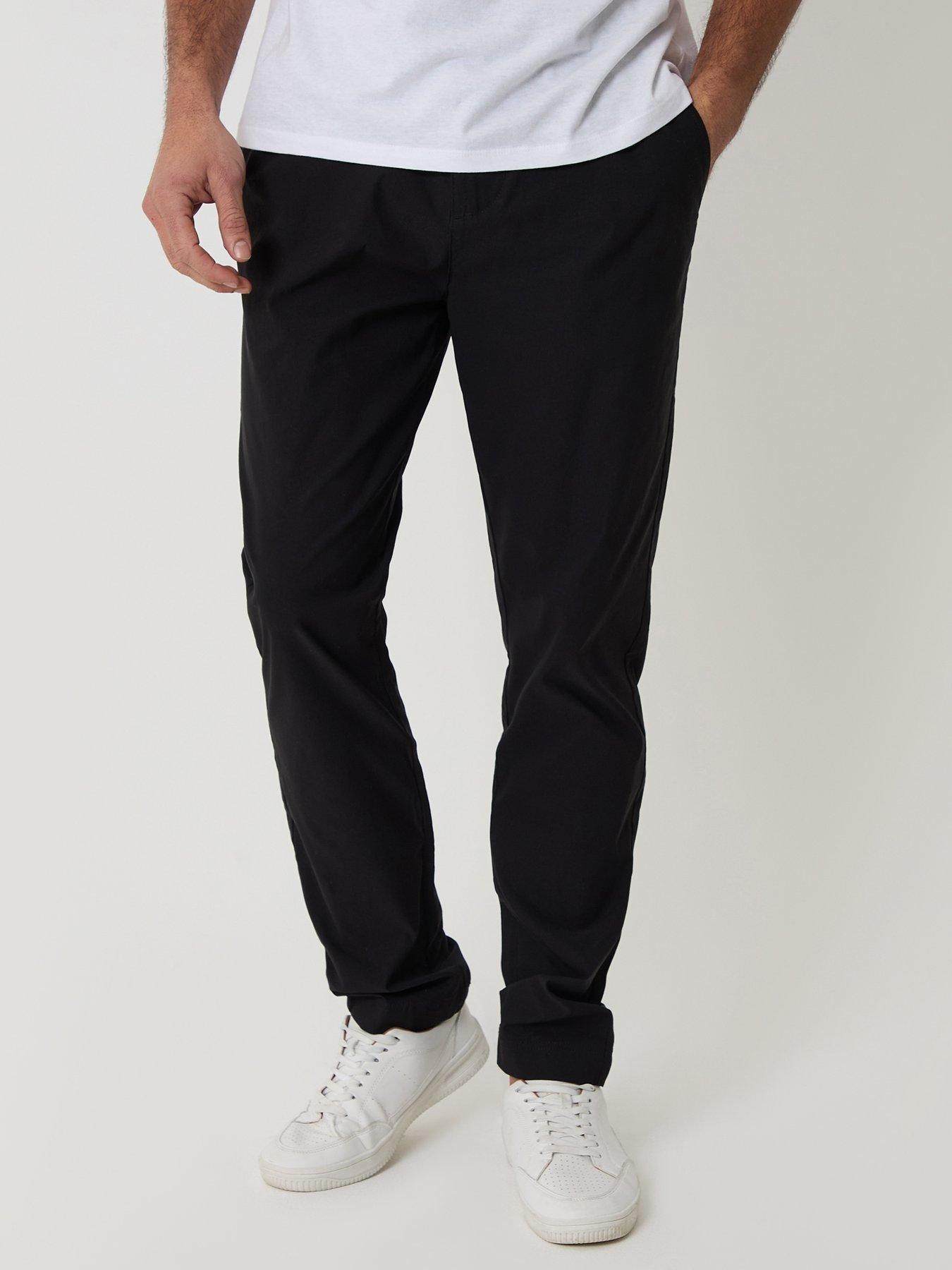 Image 1 of 4 of Threadbare Mens Slim Fit Adjustable Waist Technical Trousers - Black