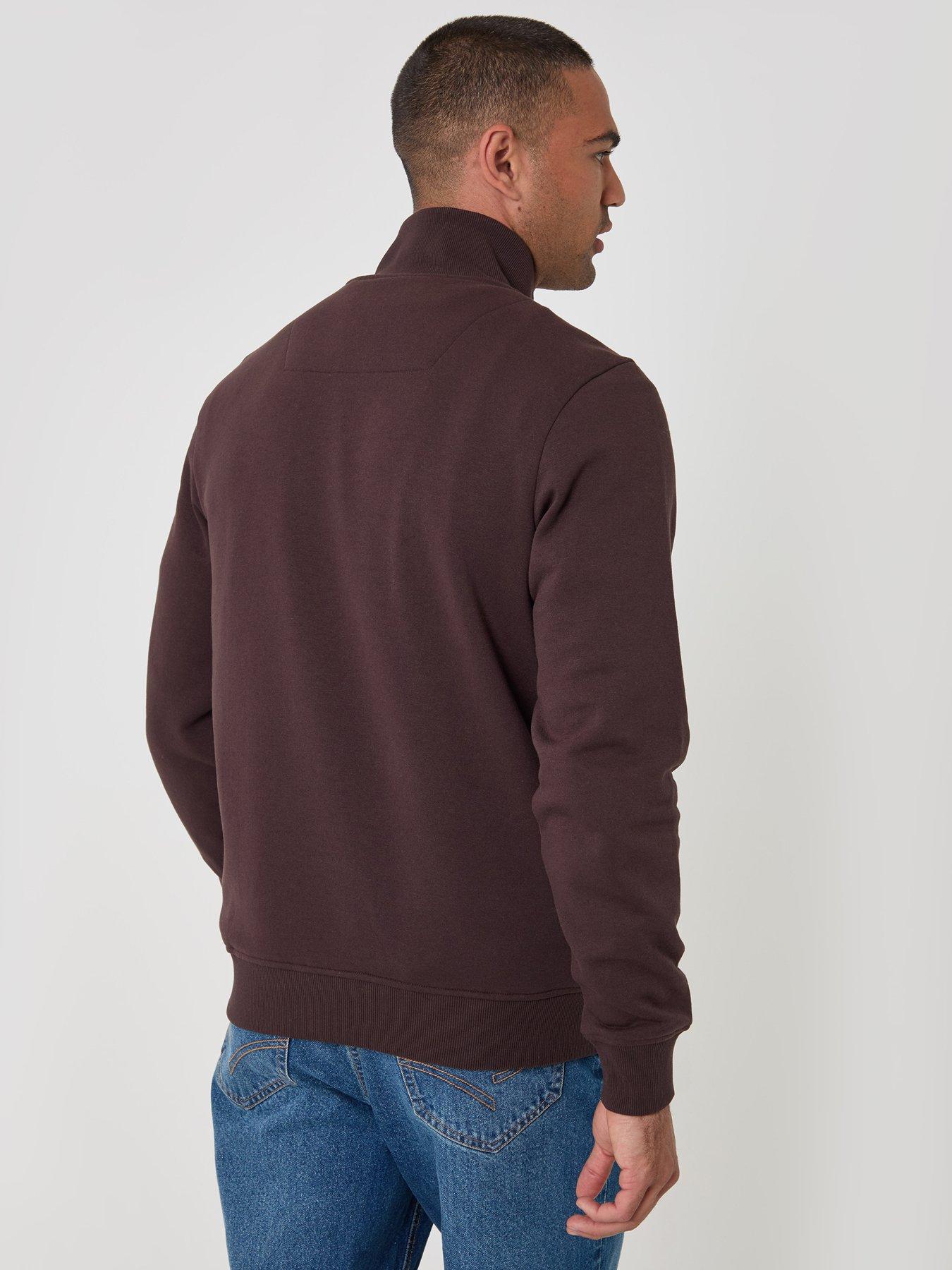 Image 2 of 4 of Threadbare Mens Fleece 1/4 Zip Patrick - Chocolate