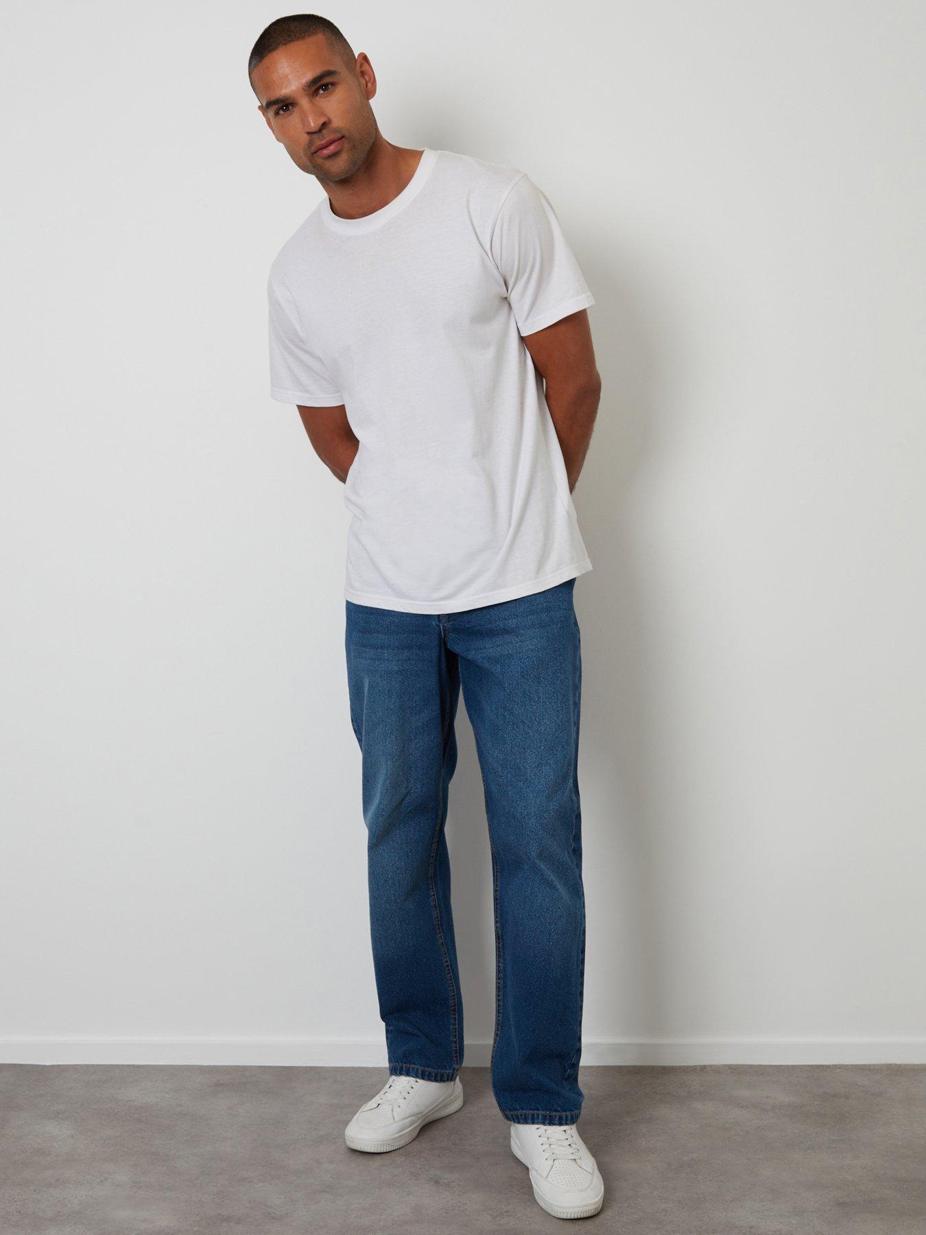 Image 1 of 4 of Threadbare Mens Loose Fit Straight Leg Jeans - Blue