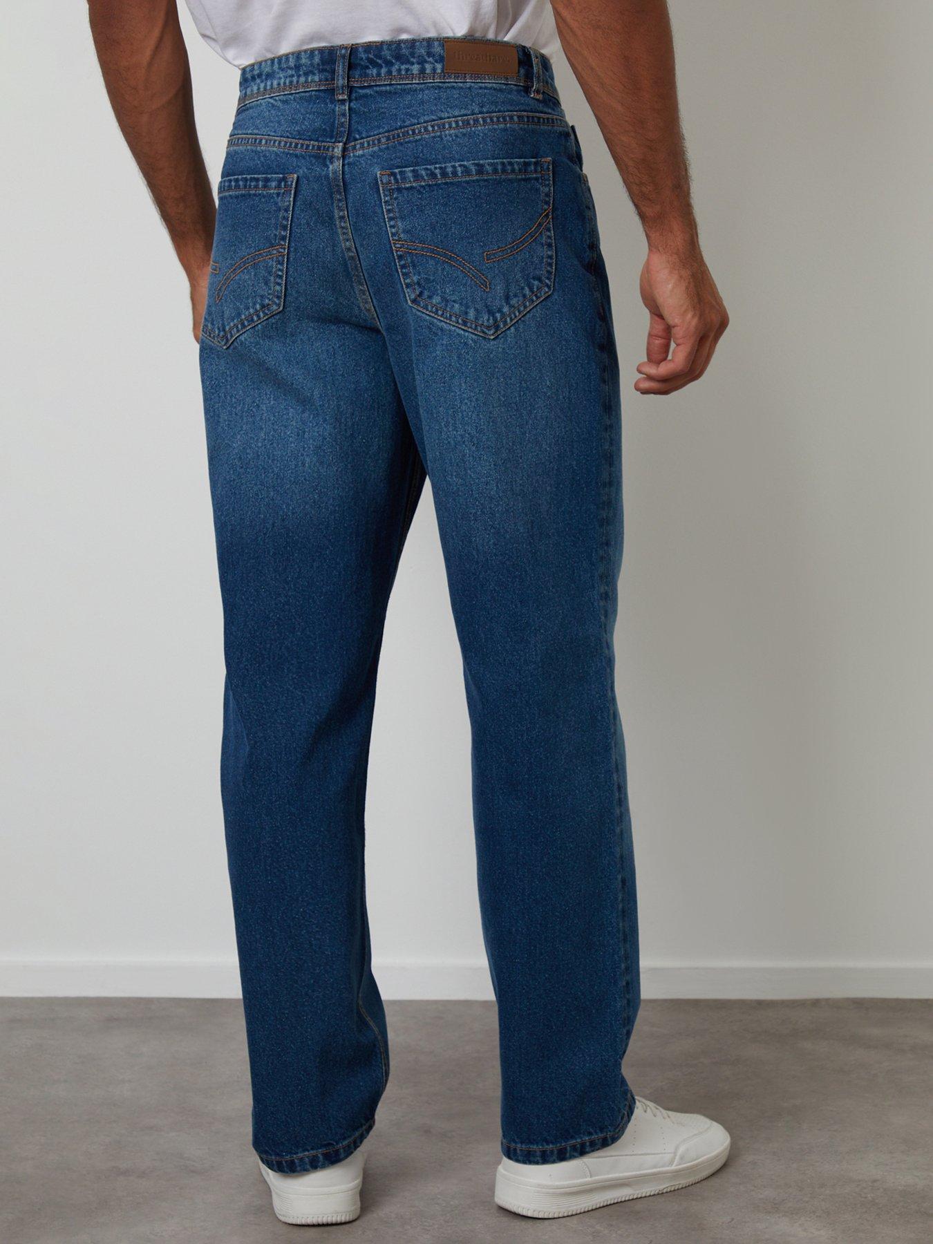 Image 2 of 4 of Threadbare Mens Loose Fit Straight Leg Jeans - Blue