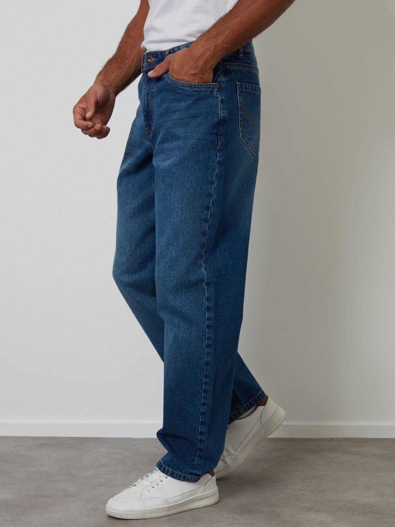 Image 3 of 4 of Threadbare Mens Loose Fit Straight Leg Jeans - Blue