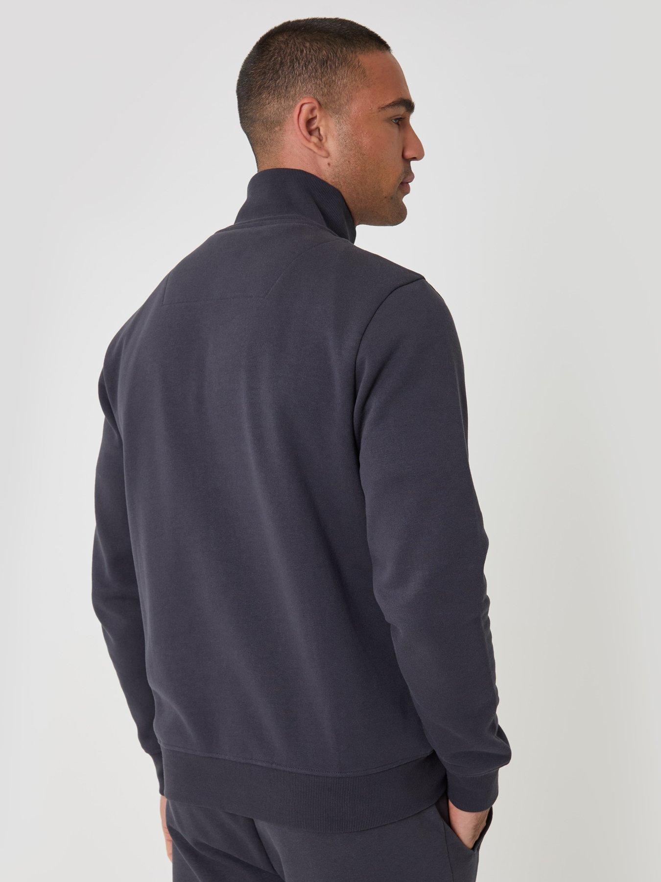 Image 2 of 4 of Threadbare Mens Zip-Through Funnel Neck Fleece Jacket - Charcoal