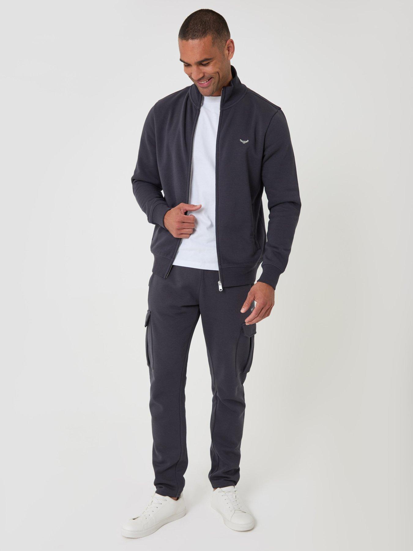 Image 3 of 4 of Threadbare Mens Zip-Through Funnel Neck Fleece Jacket - Charcoal