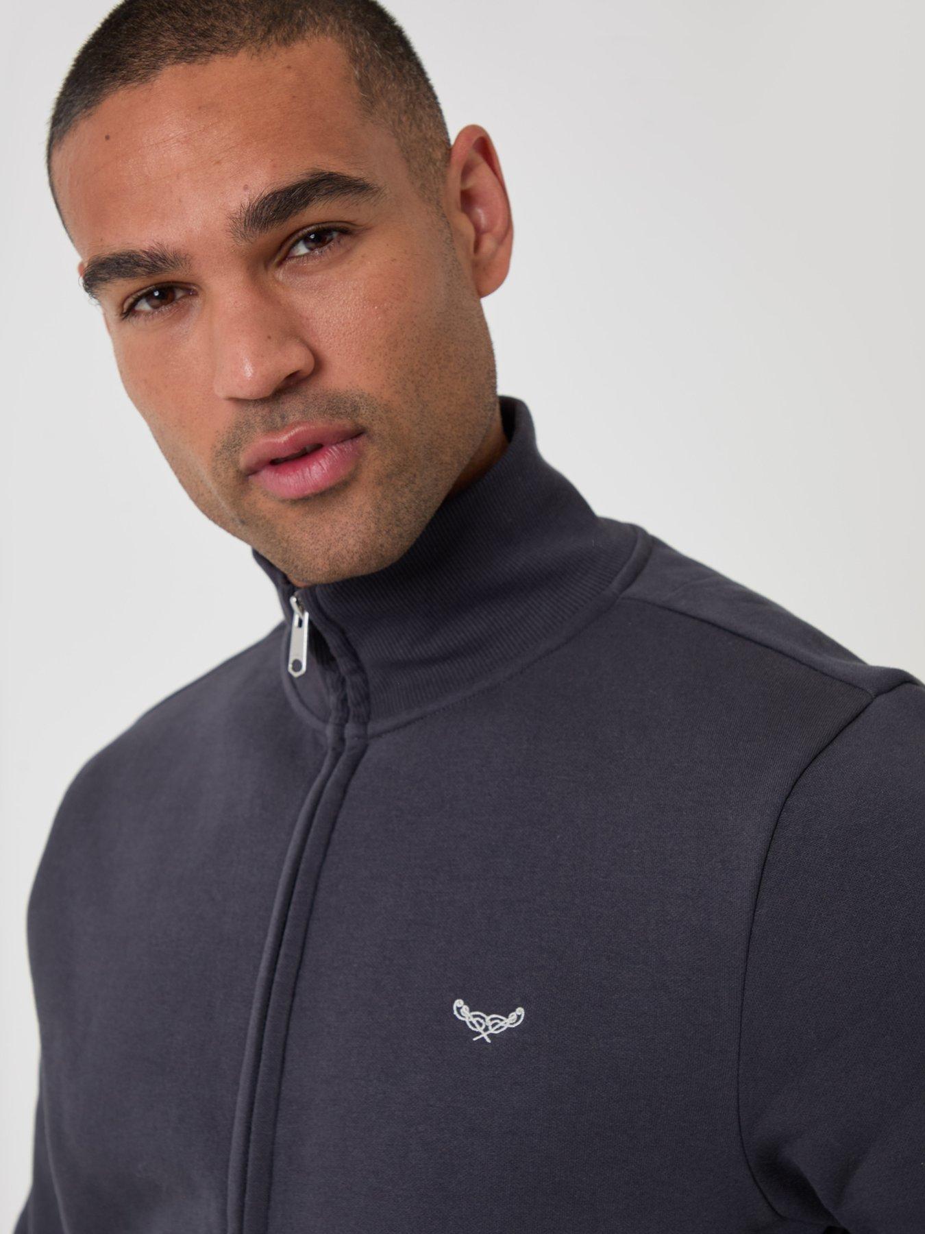 Image 4 of 4 of Threadbare Mens Zip-Through Funnel Neck Fleece Jacket - Charcoal