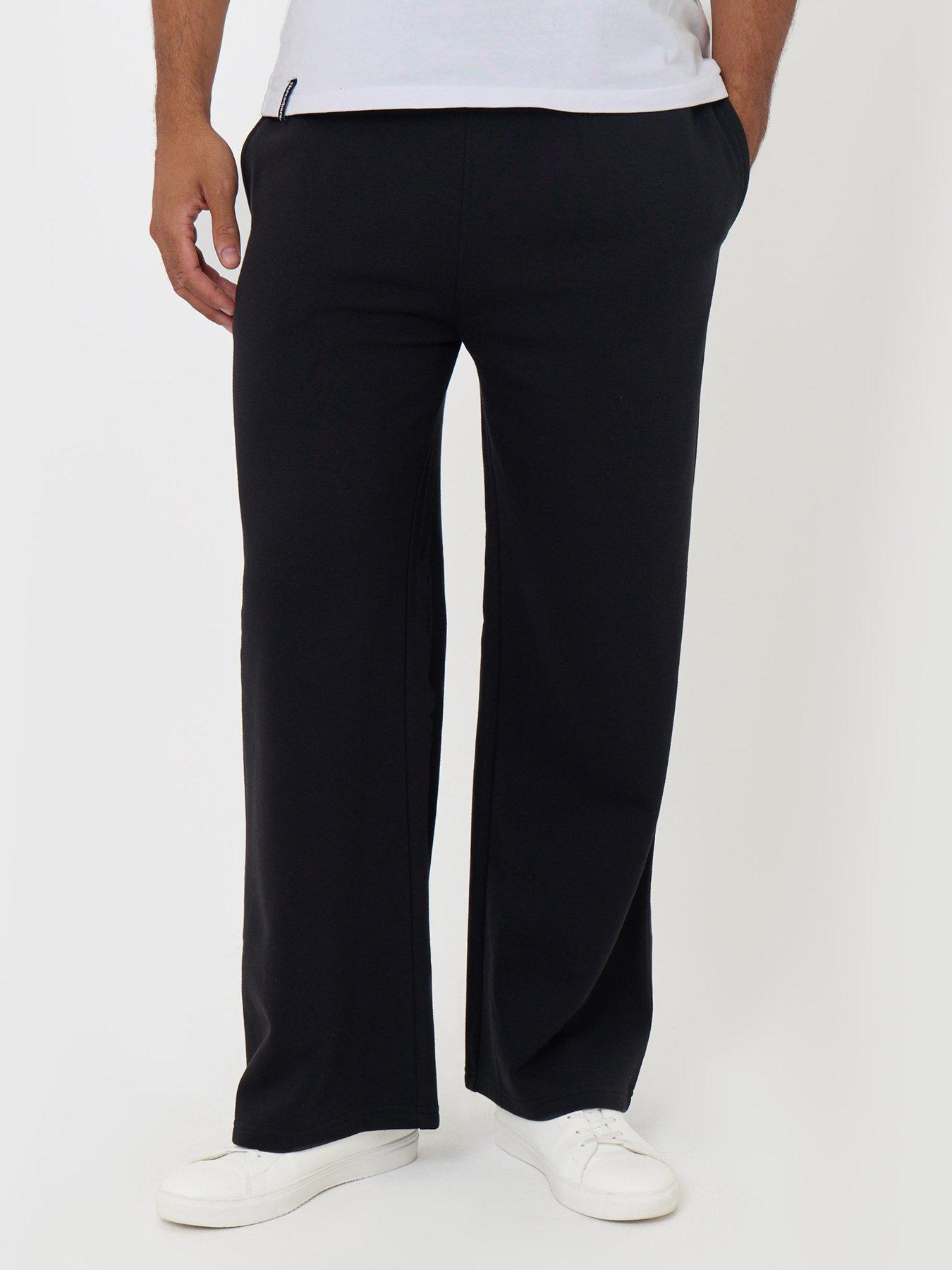 Image 1 of 4 of Threadbare Mens Fleece Wide Leg Jogger Baldwin - Black