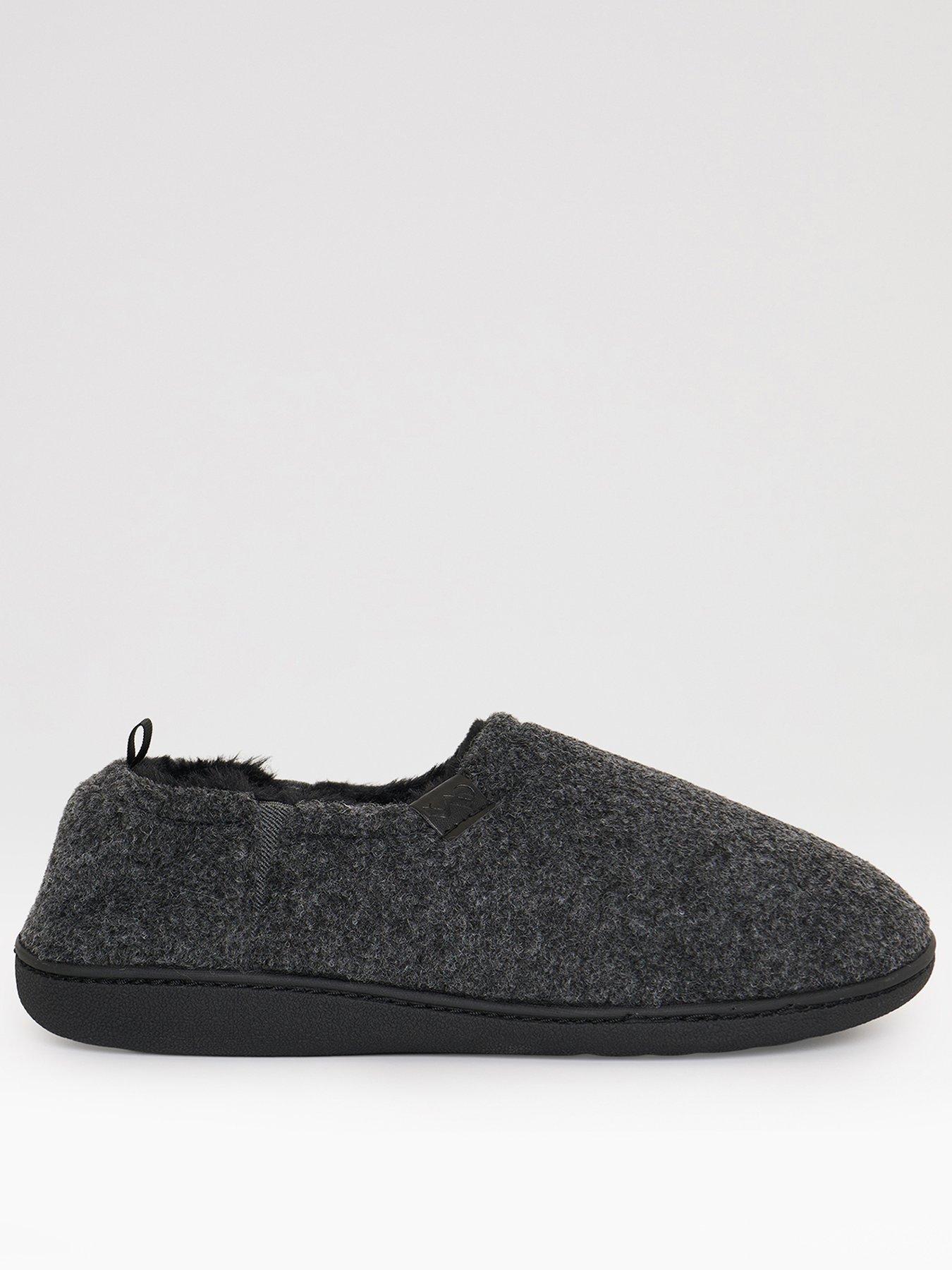 Image 1 of 5 of Threadbare Elasticated Faux Fur Lined Slippers In Charcoal