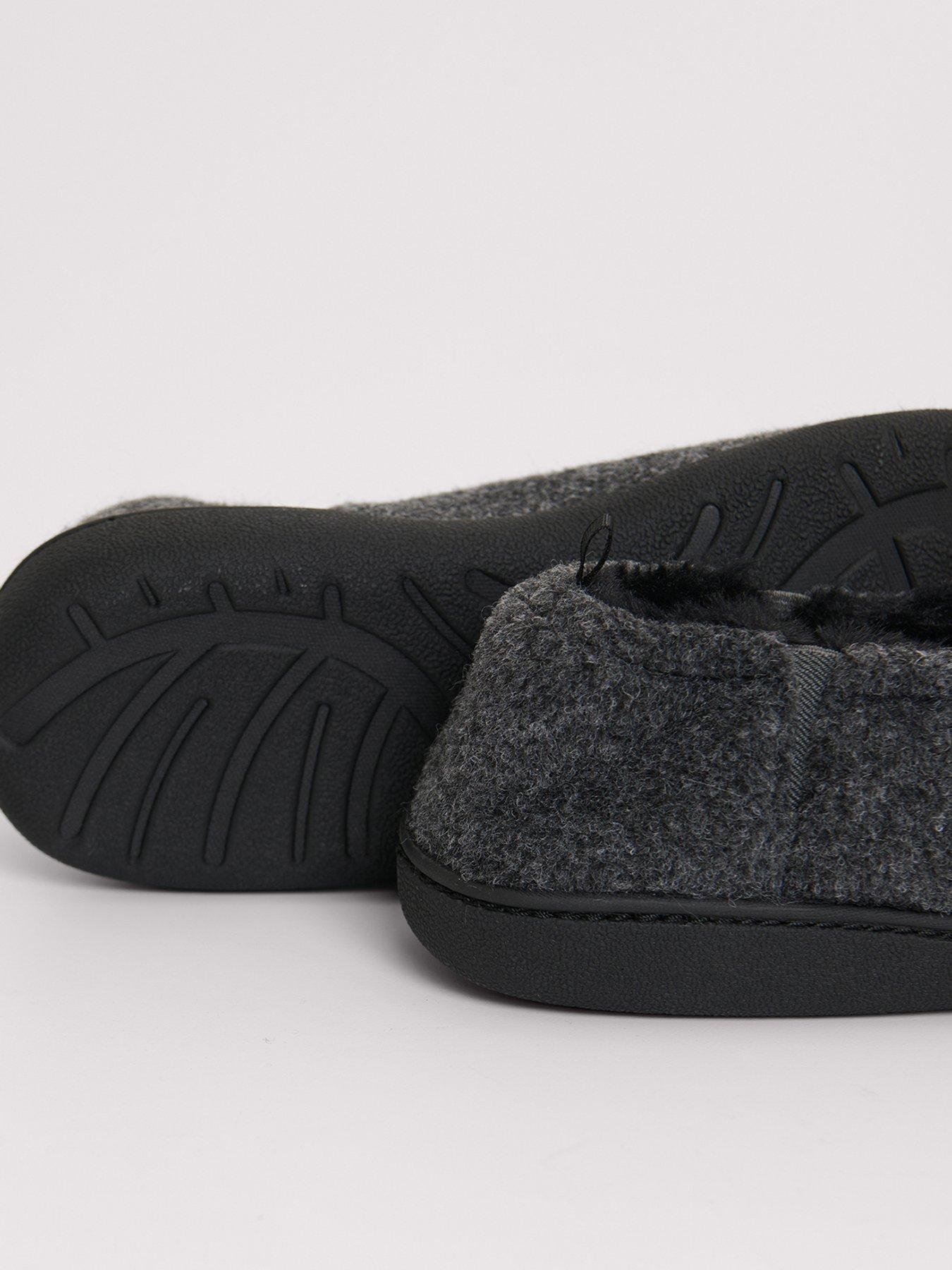 Image 3 of 5 of Threadbare Elasticated Faux Fur Lined Slippers In Charcoal