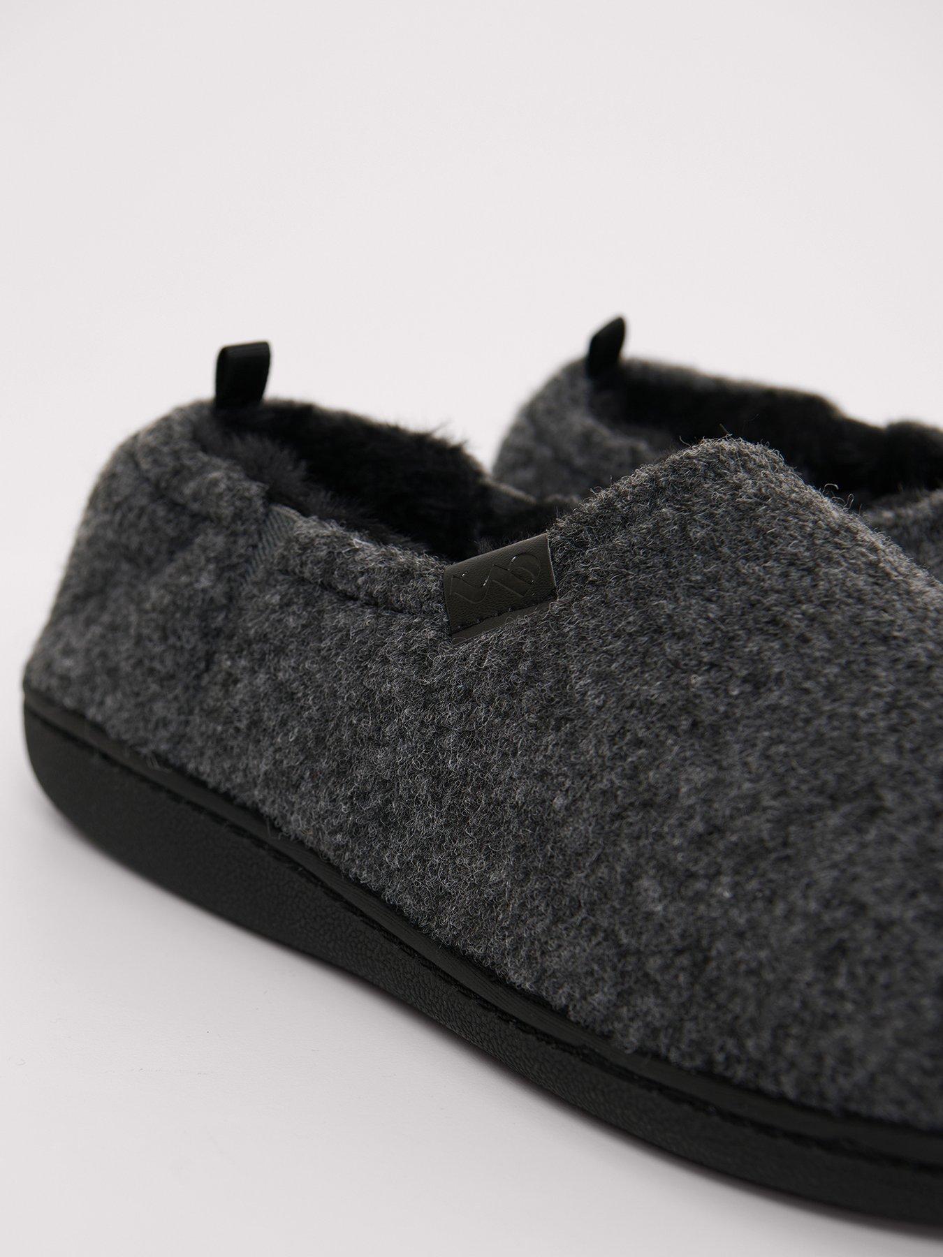 Image 4 of 5 of Threadbare Elasticated Faux Fur Lined Slippers In Charcoal