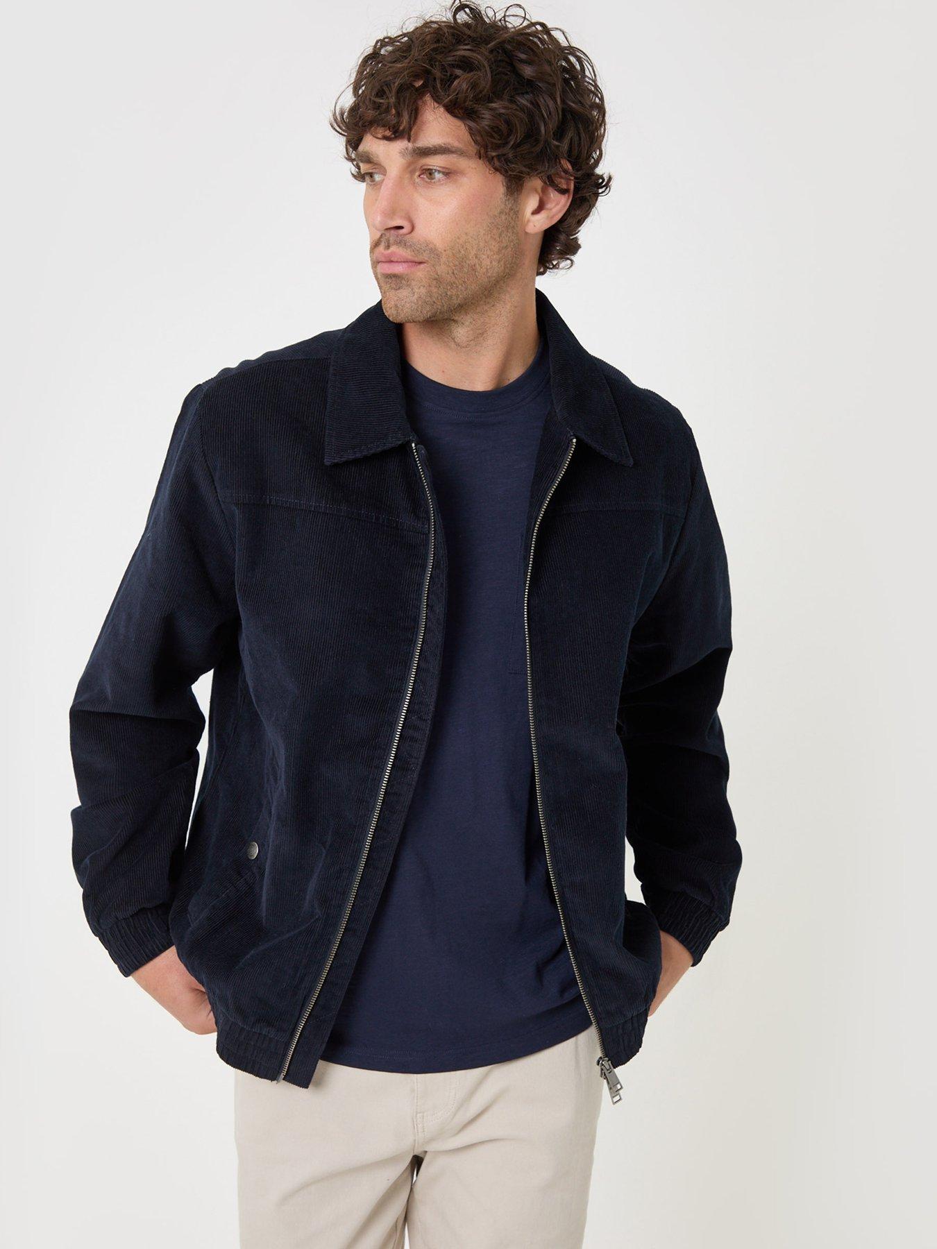 Image 1 of 6 of Threadbare Mens Corduroy Zip Through Moka Jacket - Navy