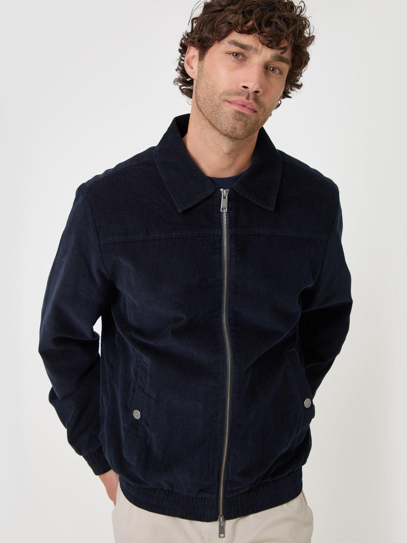 Image 4 of 6 of Threadbare Mens Corduroy Zip Through Moka Jacket - Navy