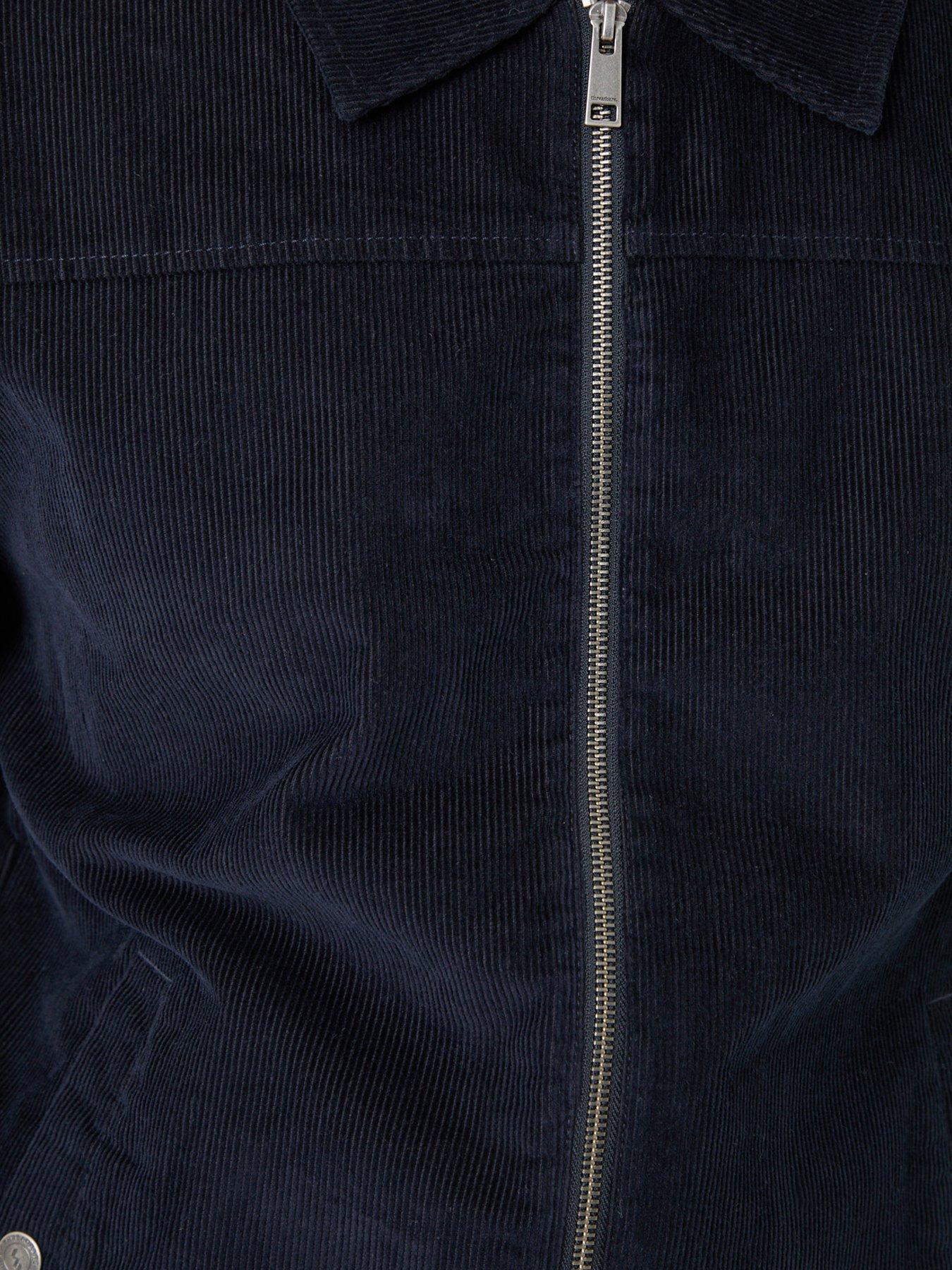 Image 5 of 6 of Threadbare Mens Corduroy Zip Through Moka Jacket - Navy
