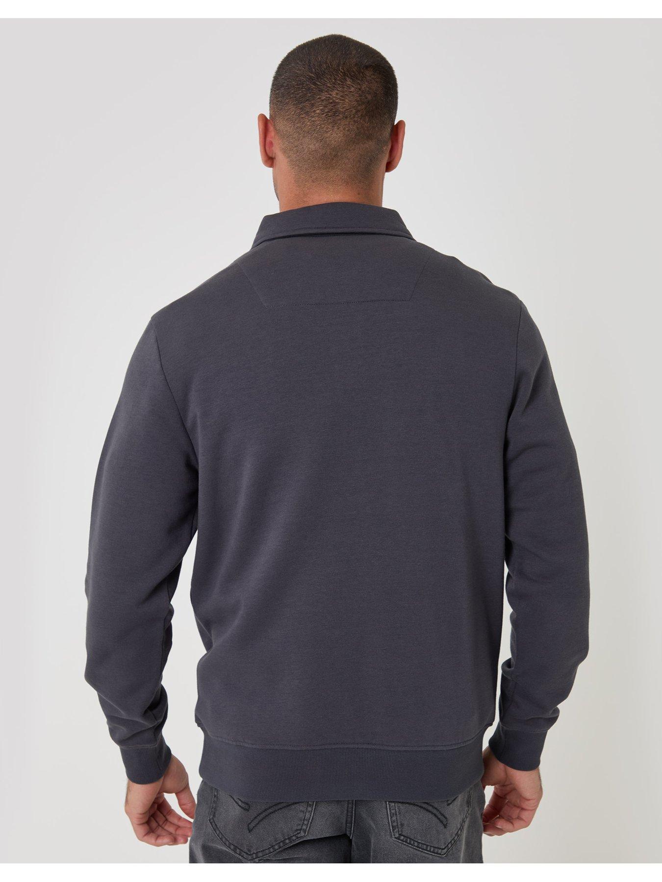 Image 2 of 5 of Threadbare Mens Quarter Zip Polo Collar Sweatshirt - Cream