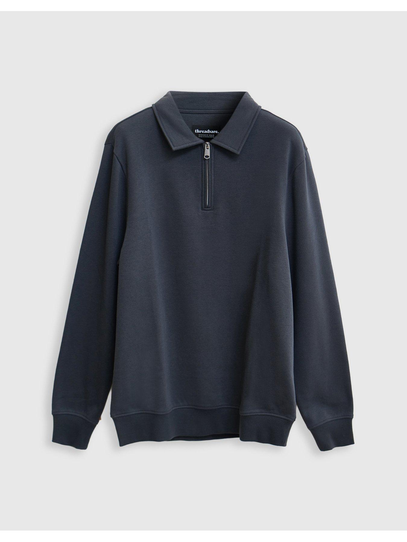 Image 5 of 5 of Threadbare Mens Quarter Zip Polo Collar Sweatshirt - Cream