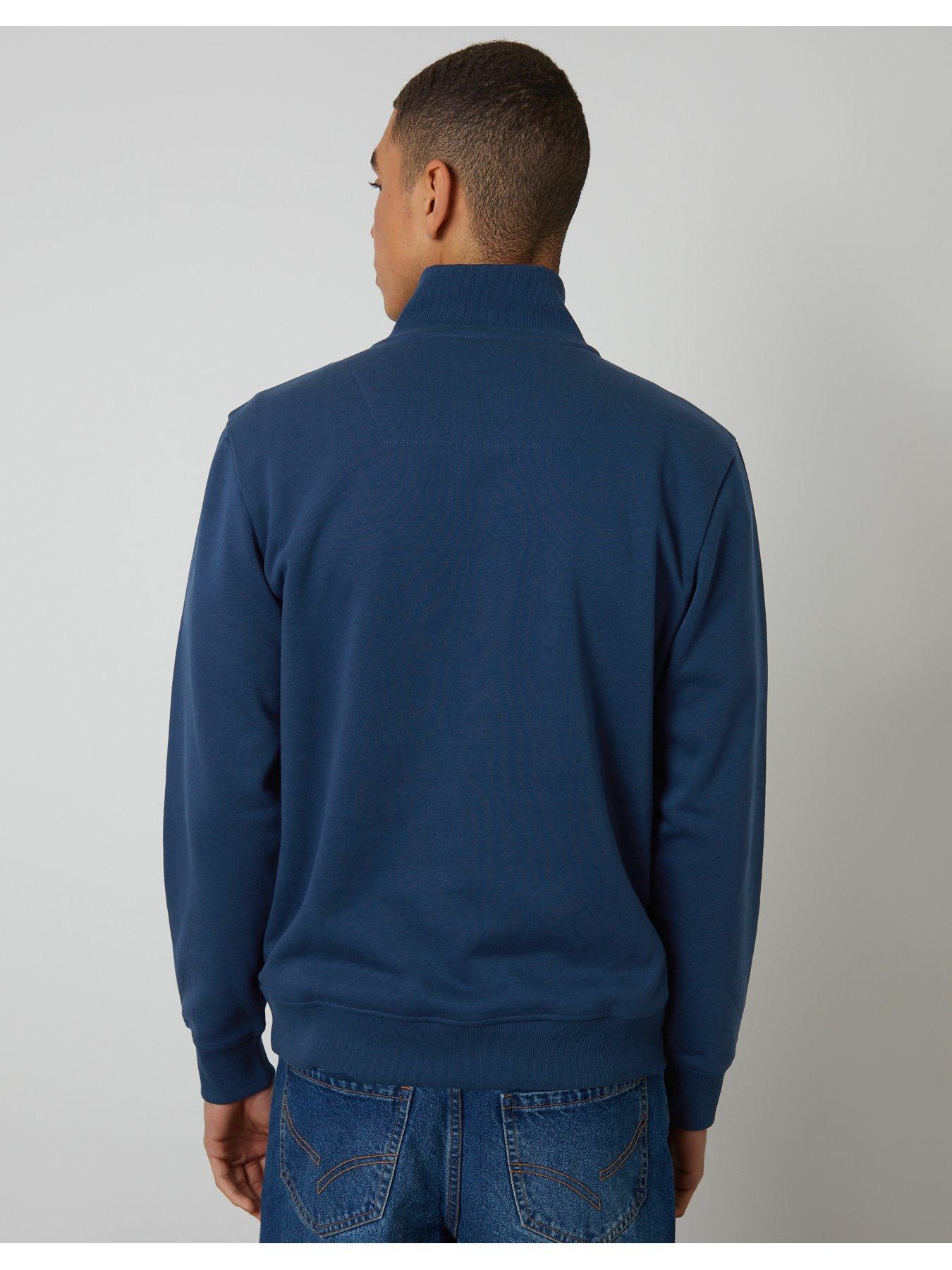 Image 2 of 5 of Threadbare Cotton Rich Quarter Zip Sweatshirt In Light Blue