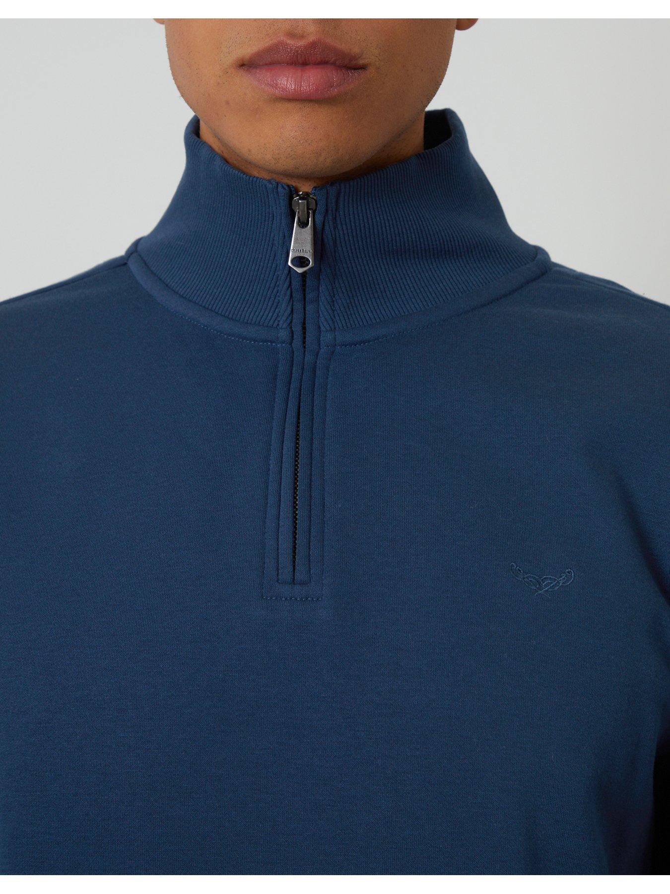 Image 4 of 5 of Threadbare Cotton Rich Quarter Zip Sweatshirt In Light Blue