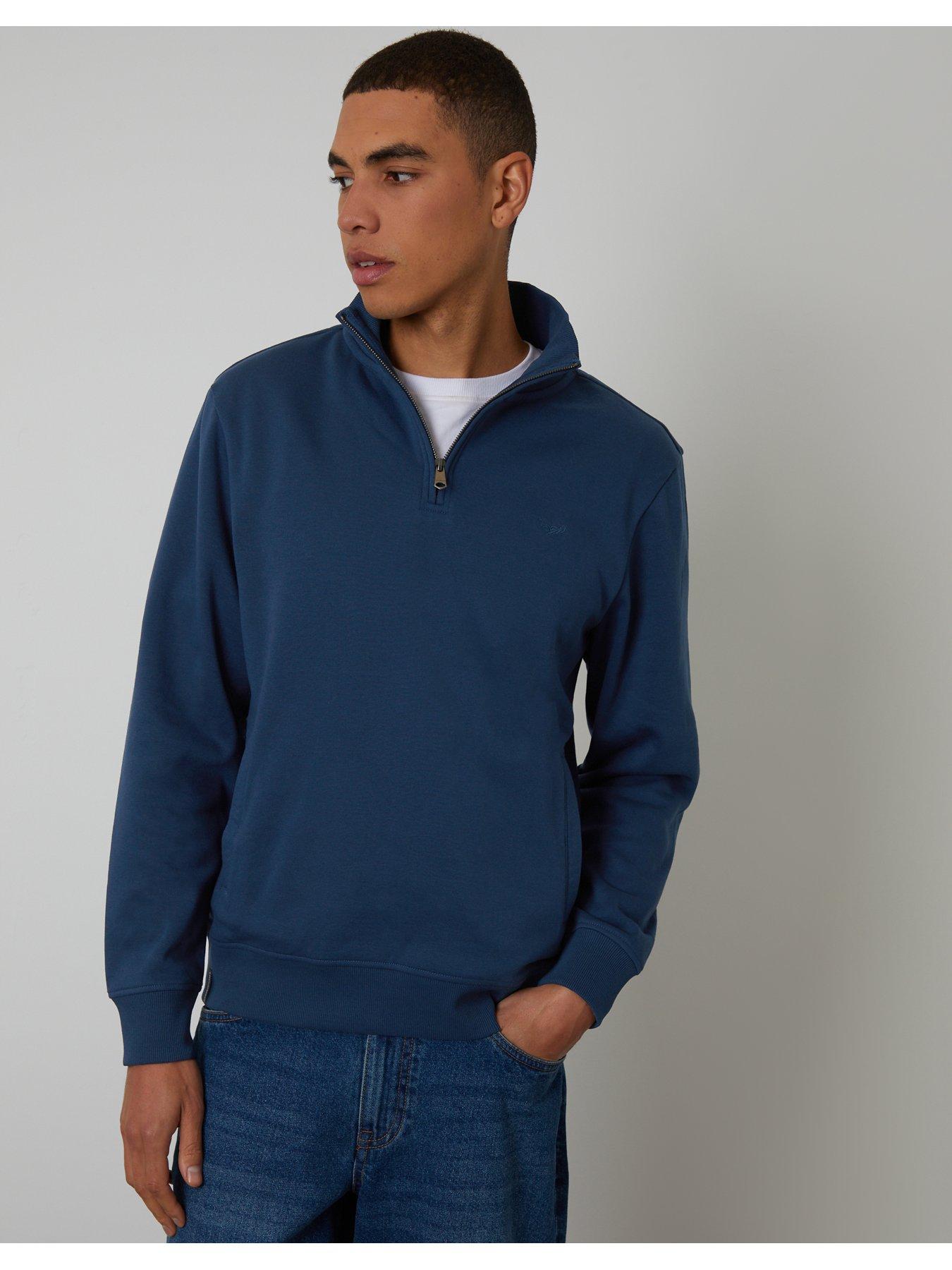 Image 5 of 5 of Threadbare Cotton Rich Quarter Zip Sweatshirt In Light Blue