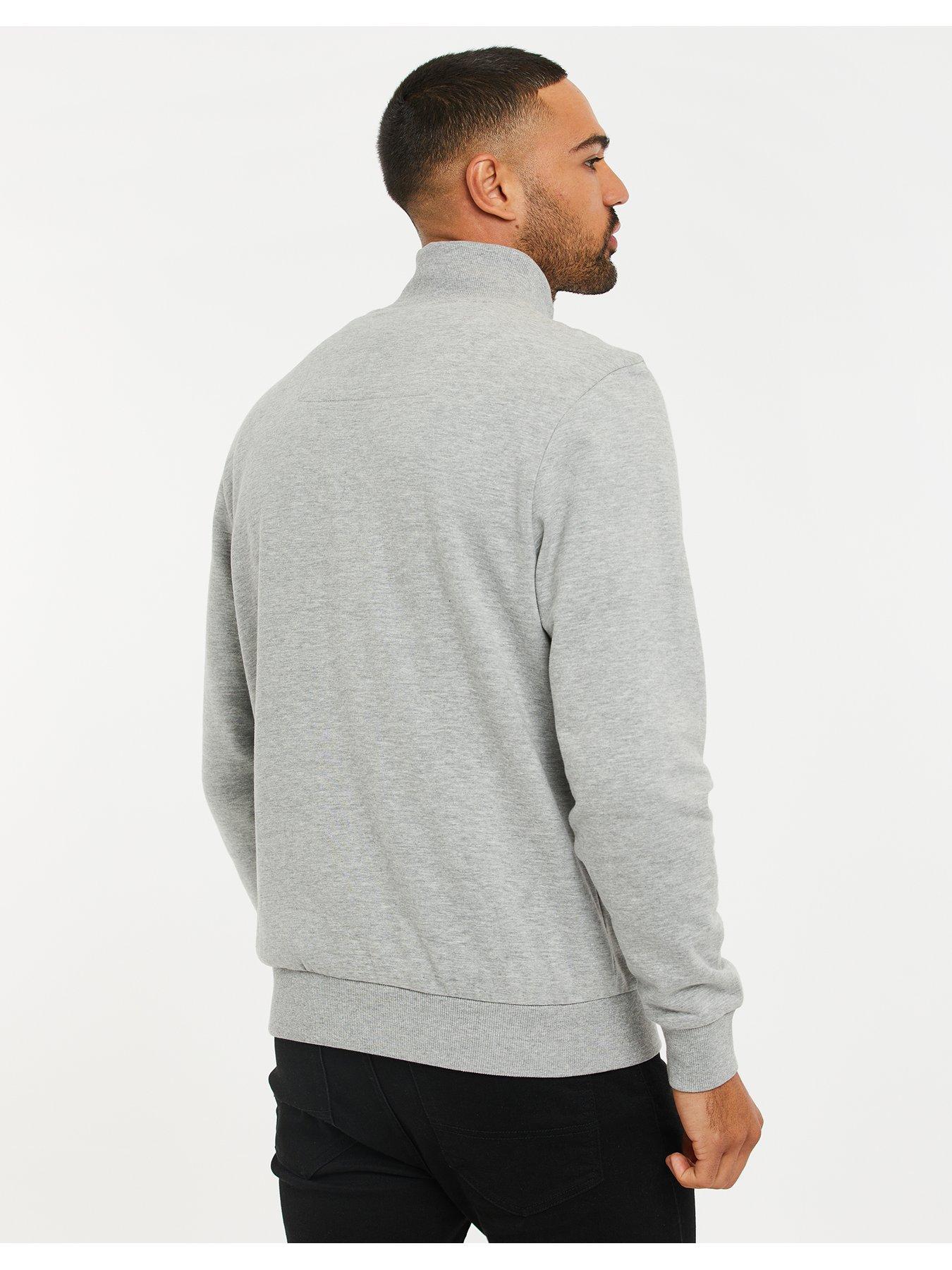 Image 2 of 5 of Threadbare Cotton Rich Quarter Zip Sweatshirt In Grey Marl
