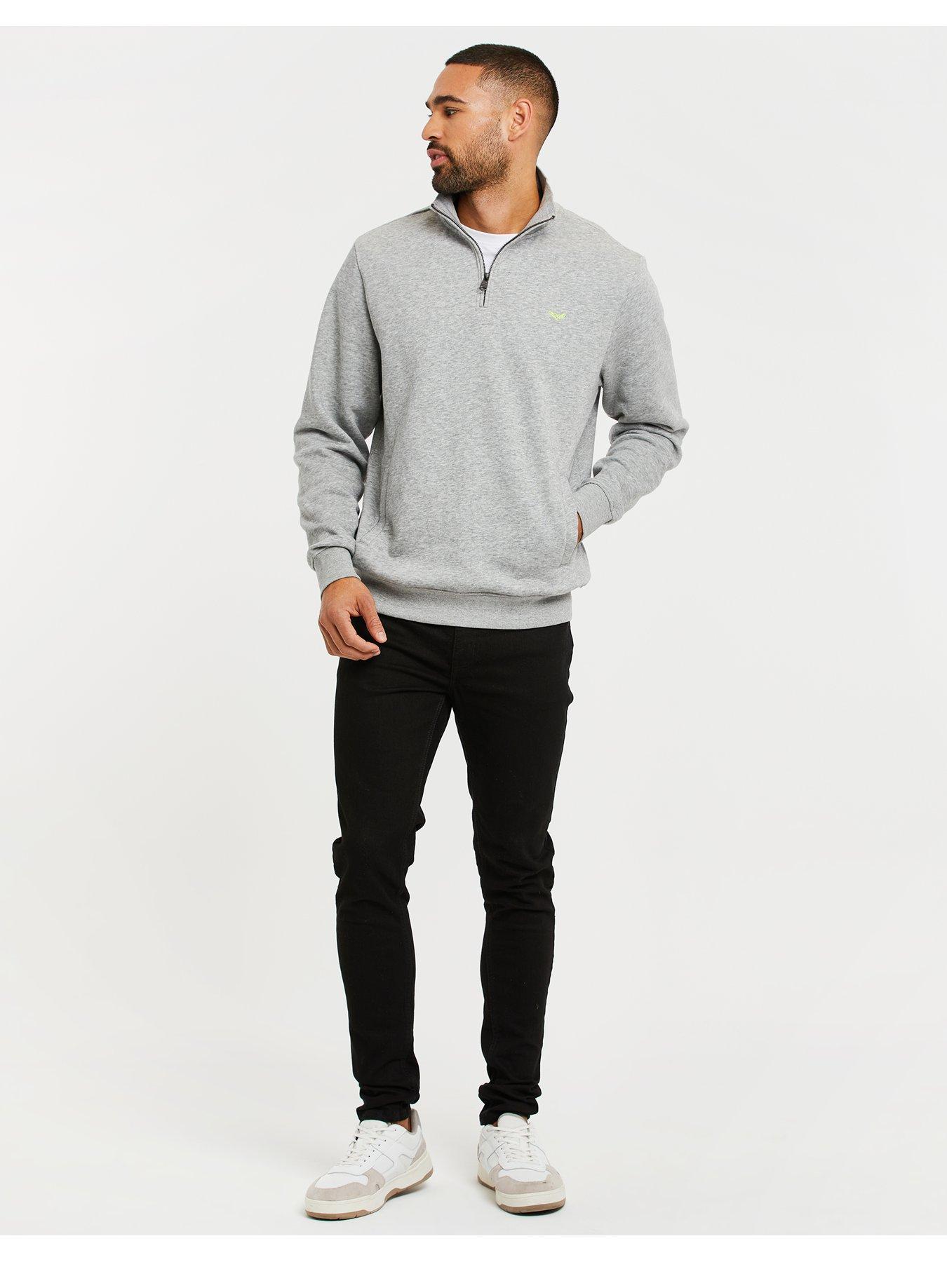 Image 3 of 5 of Threadbare Cotton Rich Quarter Zip Sweatshirt In Grey Marl