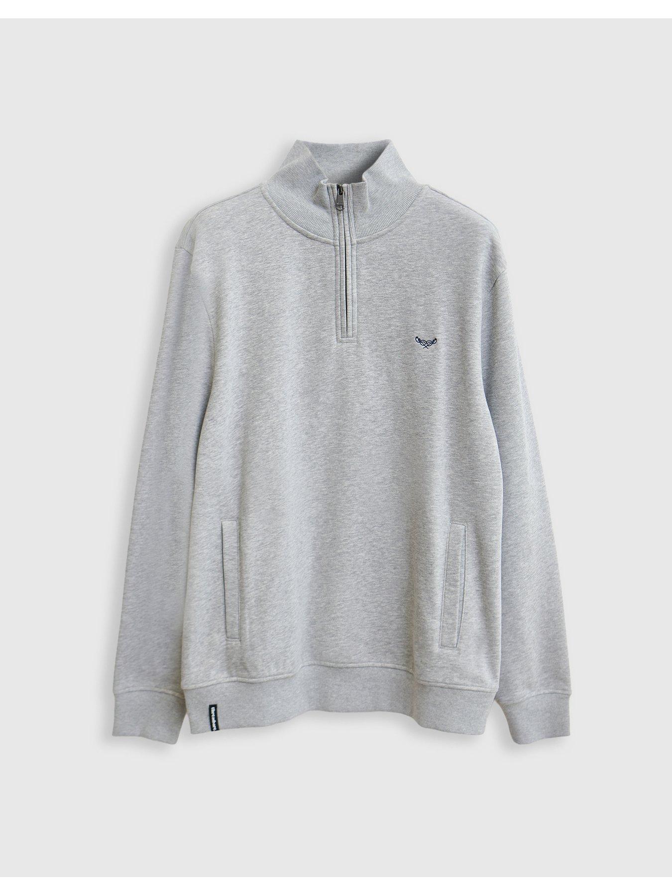 Image 5 of 5 of Threadbare Cotton Rich Quarter Zip Sweatshirt In Grey Marl