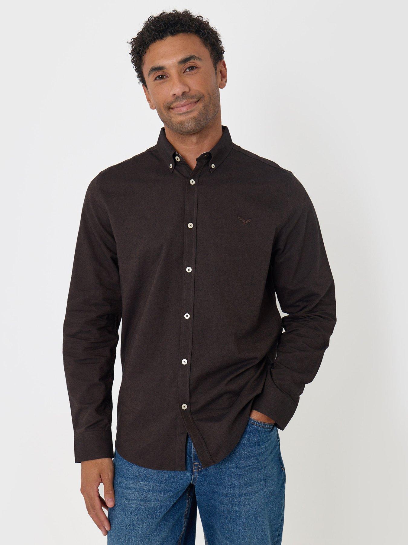 Image 1 of 4 of Threadbare Mens Shirt L/Slv Oxford Beacon - Coffee/Black(AW25 change to regular spec, previous spec was slim fit)