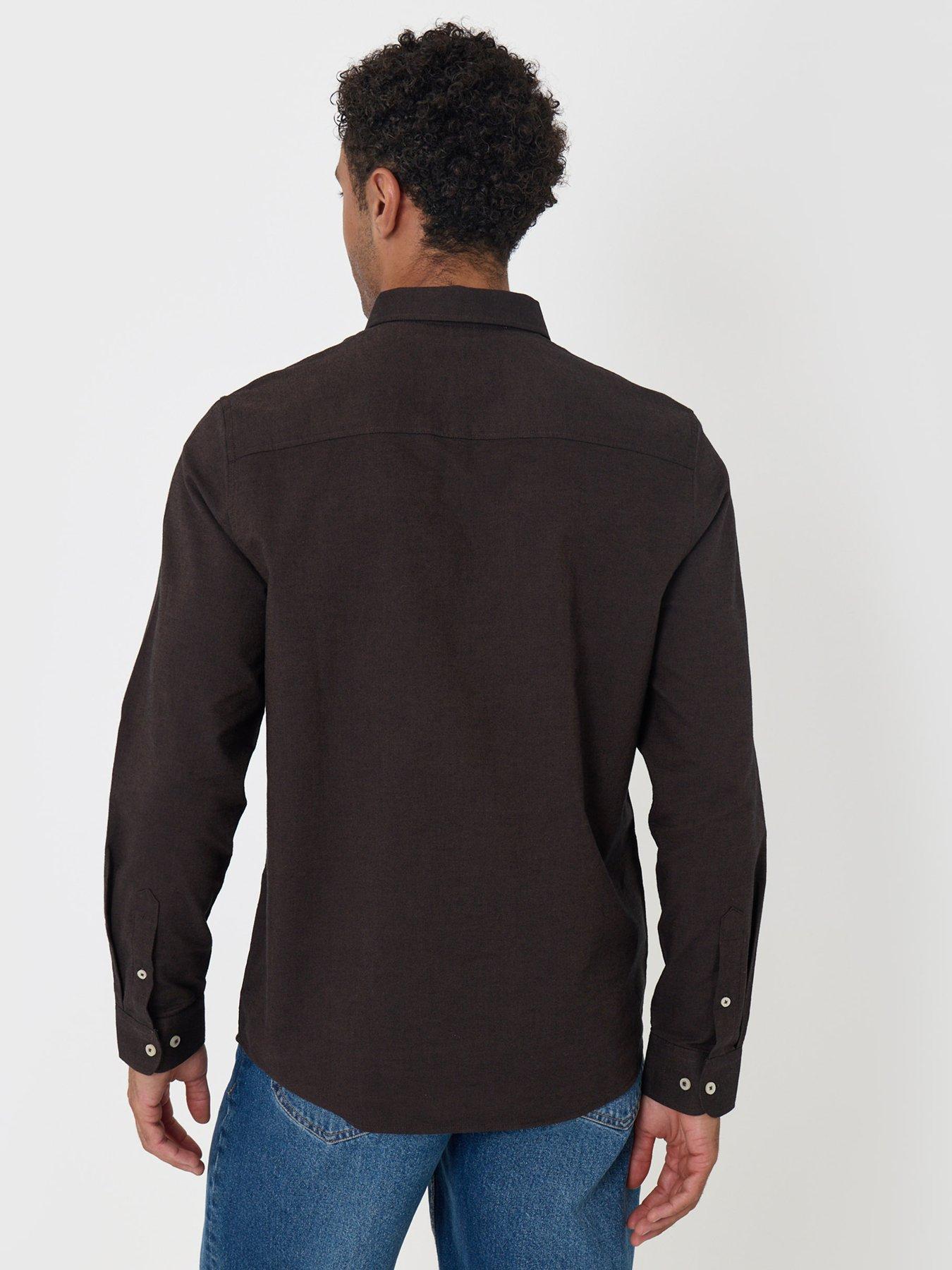 Image 2 of 4 of Threadbare Mens Shirt L/Slv Oxford Beacon - Coffee/Black(AW25 change to regular spec, previous spec was slim fit)
