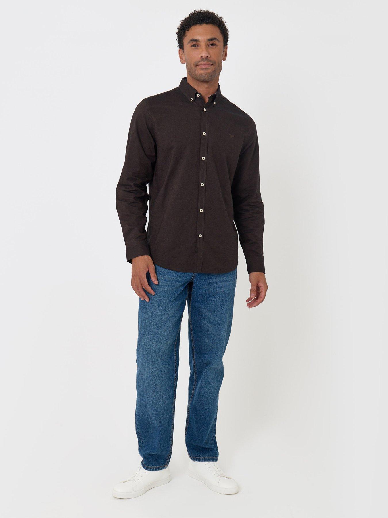 Image 3 of 4 of Threadbare Mens Shirt L/Slv Oxford Beacon - Coffee/Black(AW25 change to regular spec, previous spec was slim fit)