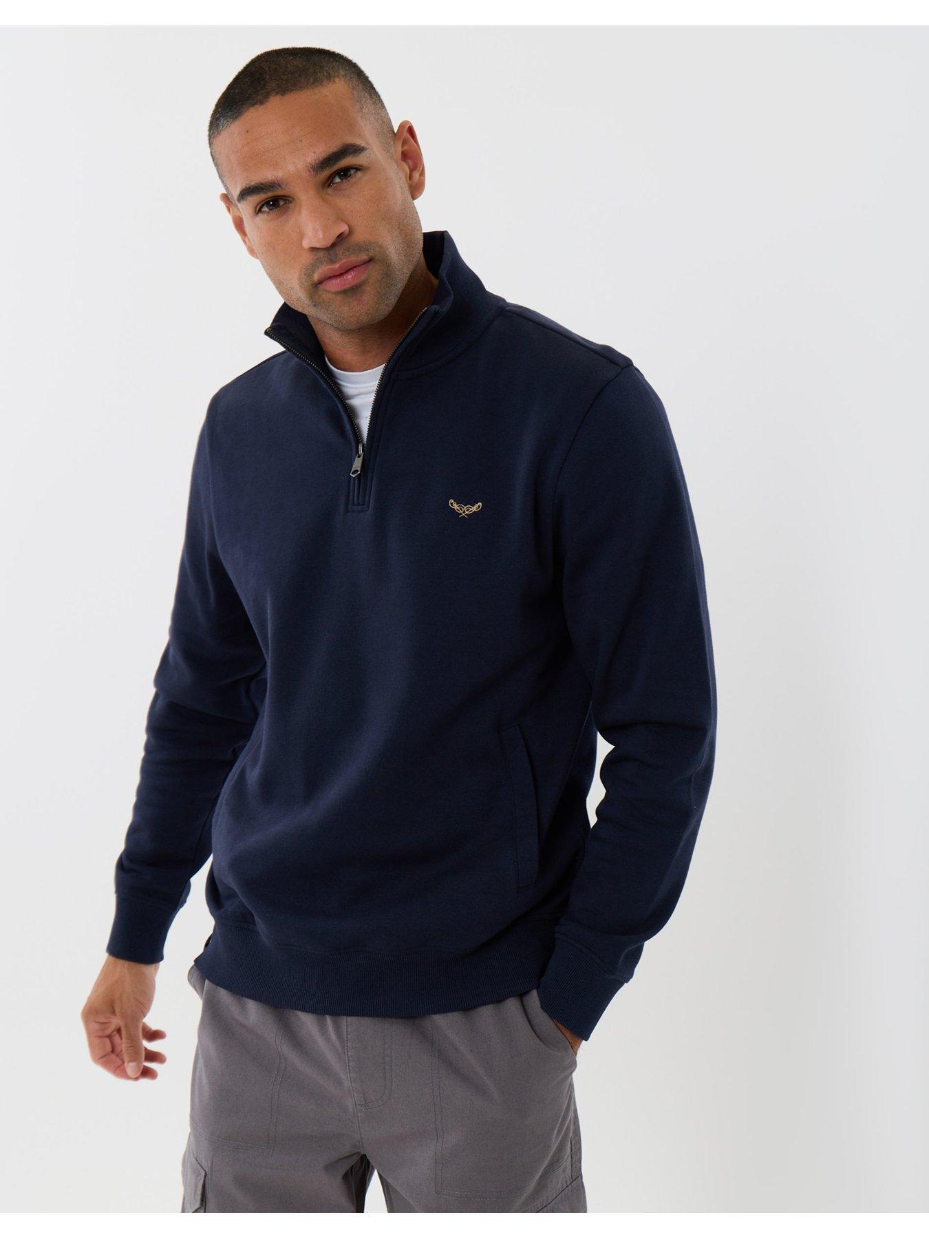 Image 1 of 5 of Threadbare Mens Quarter Zip Cotton Rich Sweatshirt - Navy