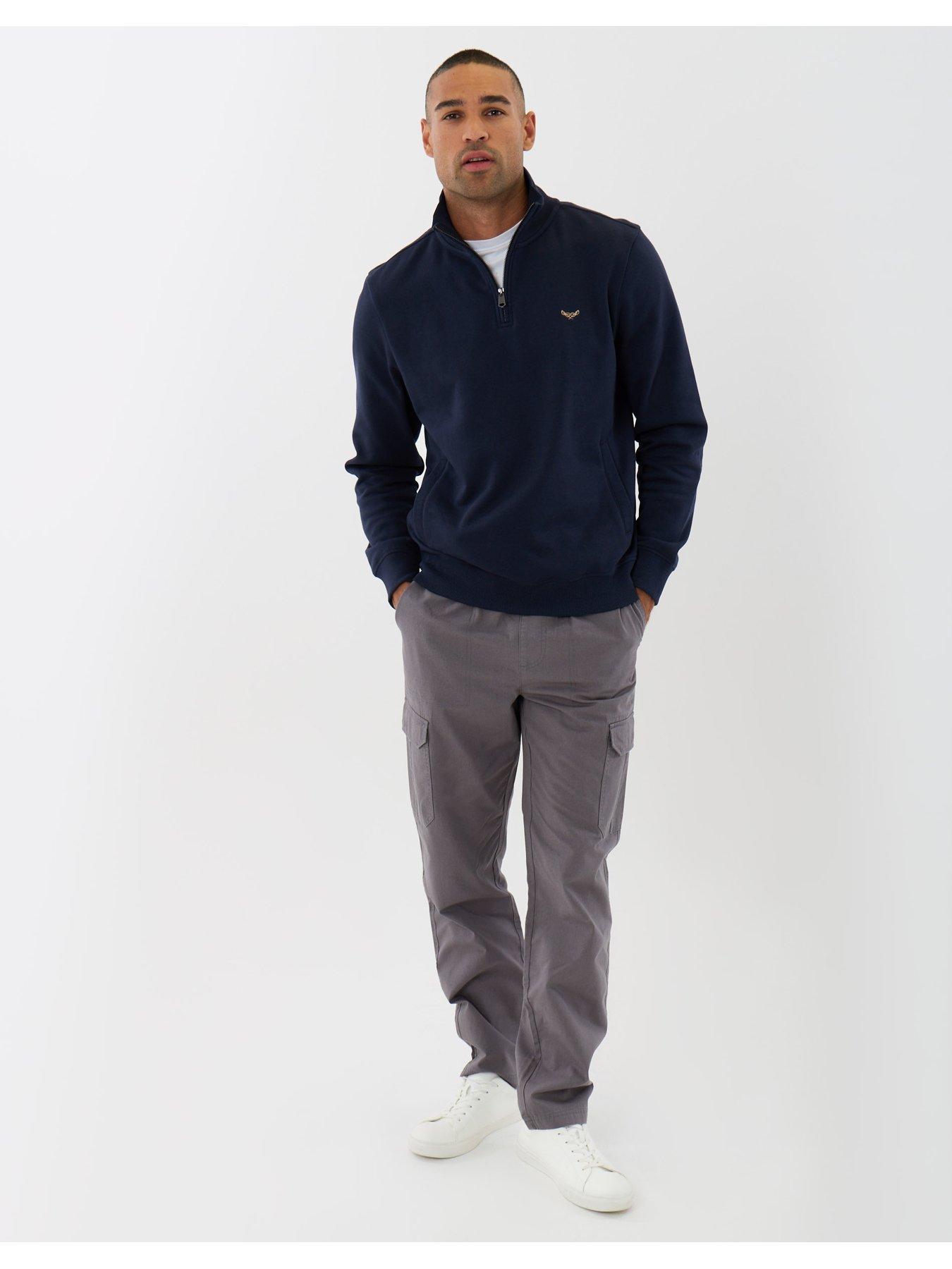 Image 3 of 5 of Threadbare Mens Quarter Zip Cotton Rich Sweatshirt - Navy