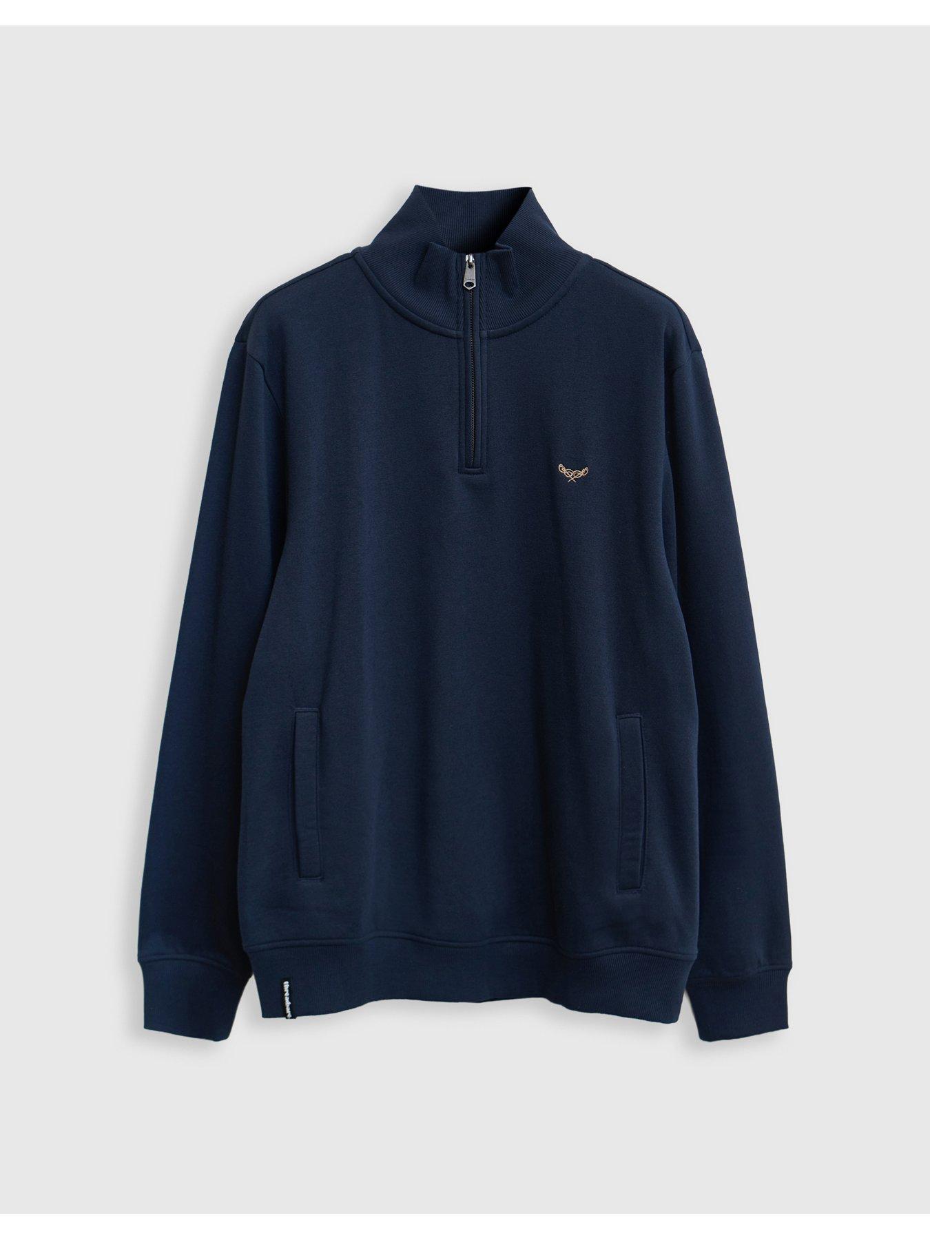 Image 5 of 5 of Threadbare Mens Quarter Zip Cotton Rich Sweatshirt - Navy