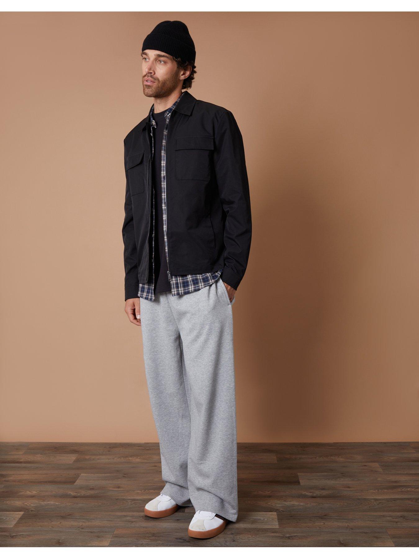 Image 1 of 5 of Threadbare Cotton Rich Wide Leg Joggers In Grey Marl