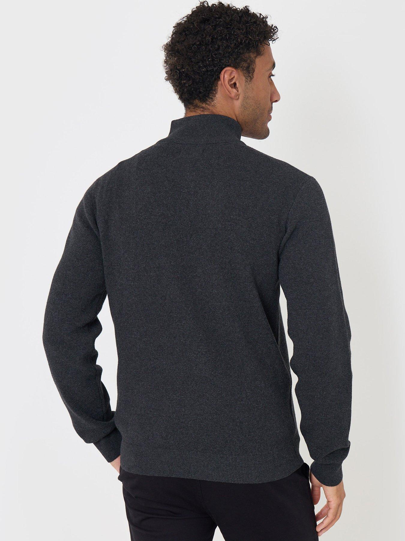 Image 2 of 4 of Threadbare Mens Jumper 1/4 Zip Hazelbank - Charcoal Marl 12gg