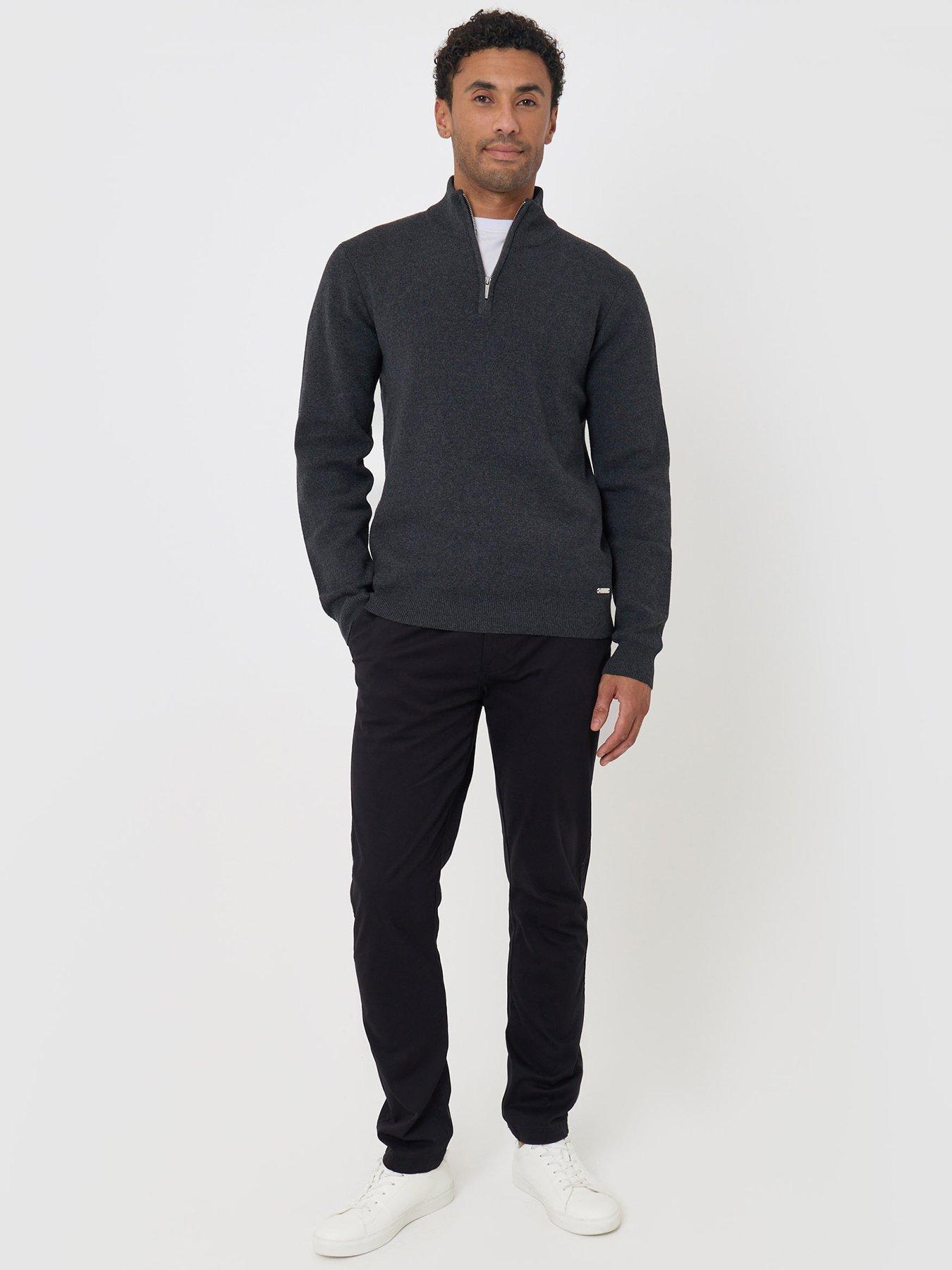 Image 3 of 4 of Threadbare Mens Jumper 1/4 Zip Hazelbank - Charcoal Marl 12gg