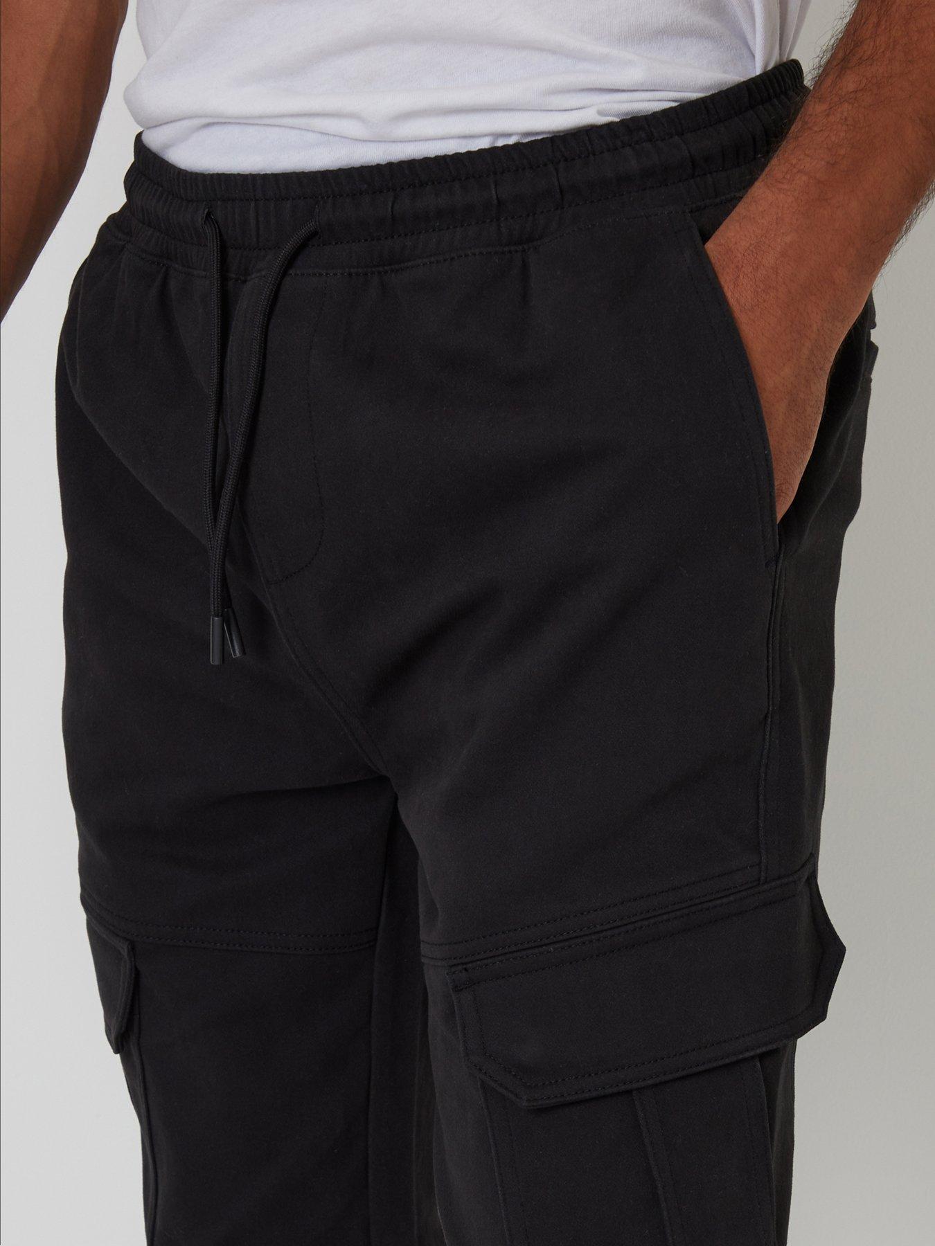 Image 4 of 4 of Threadbare Mens Garrix Slim Fit Cargo Cuffed Trousers - Black