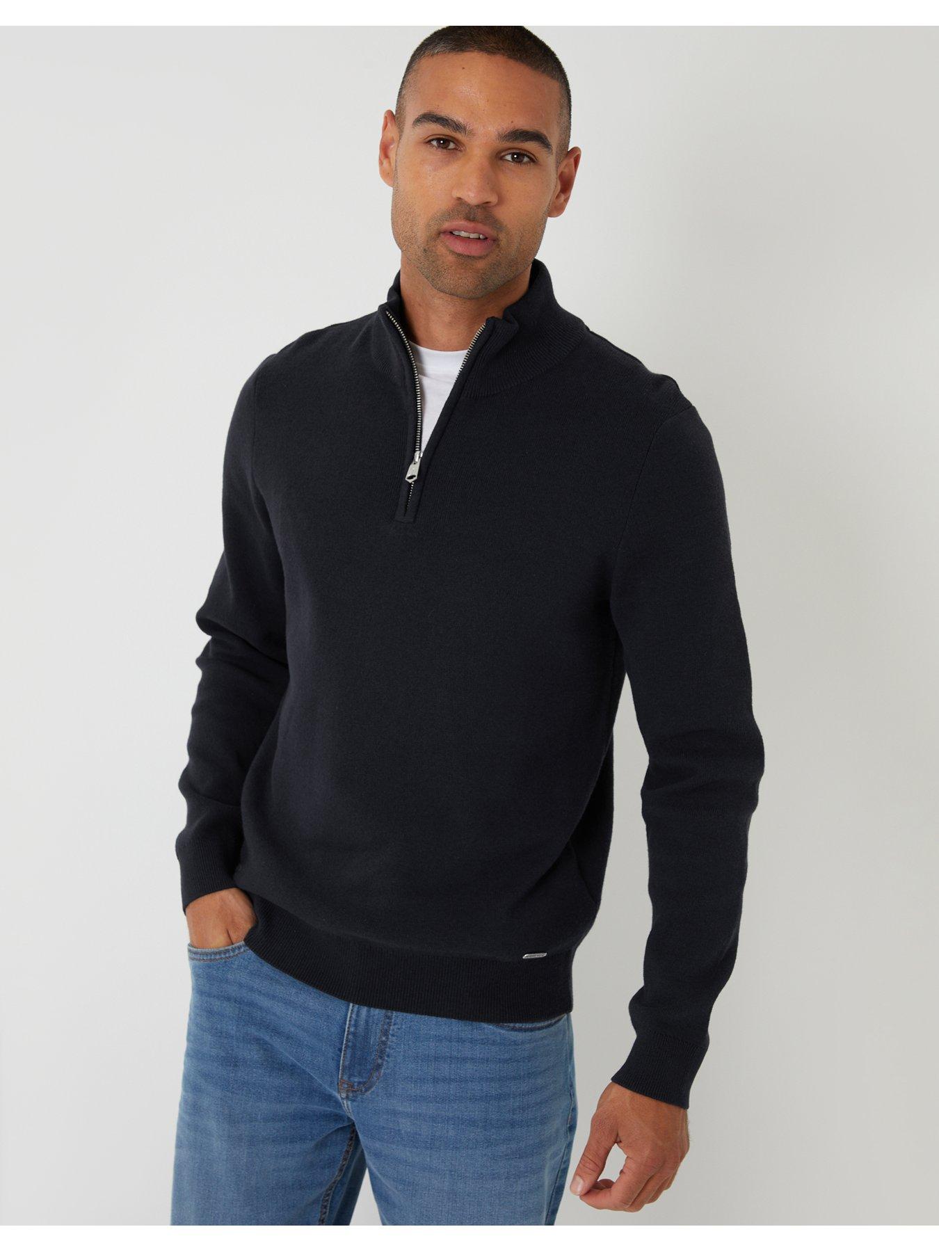 Image 1 of 6 of Threadbare Mens Cotton Rich Quarter Zip Jumper - Black
