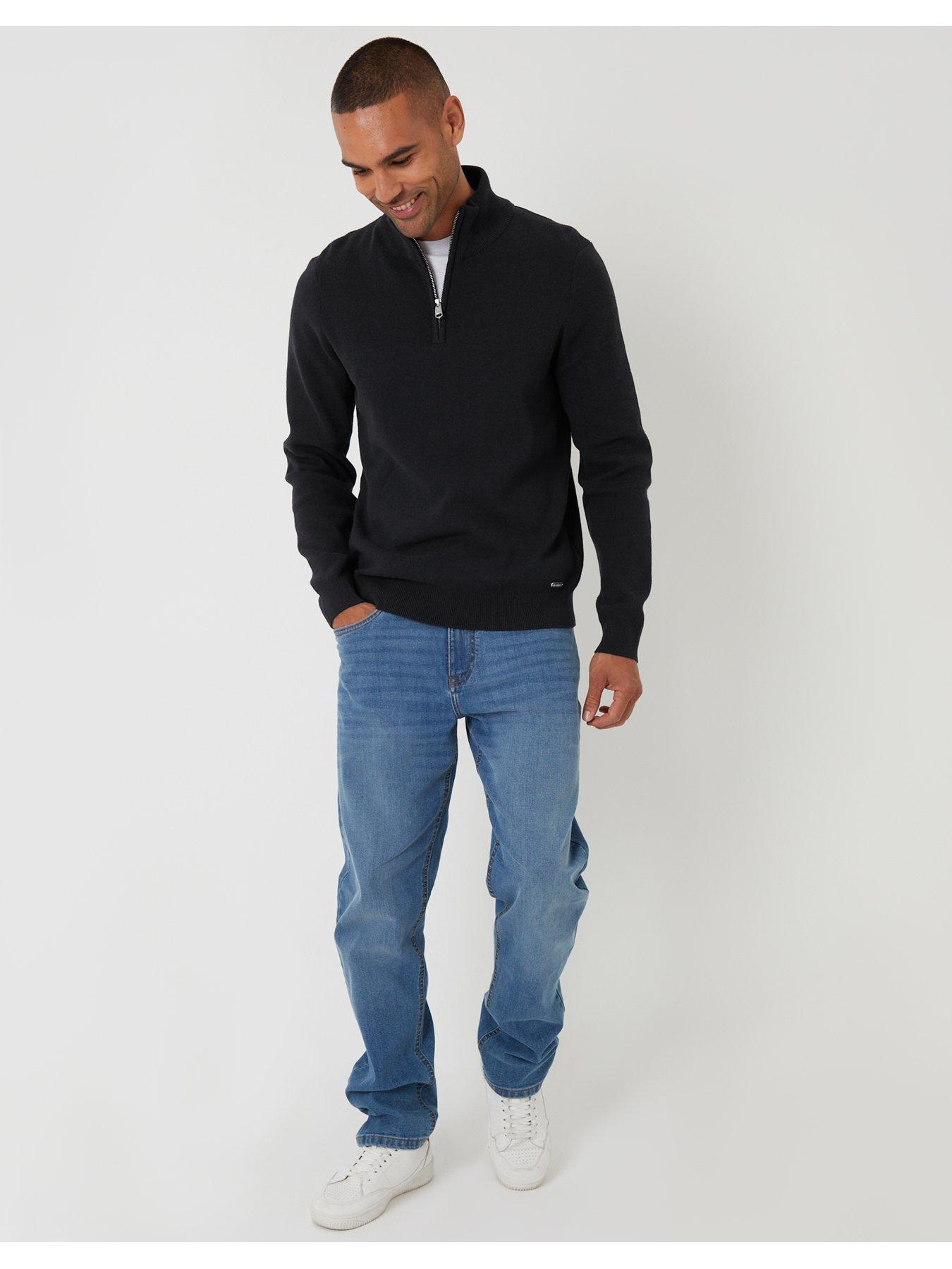 Image 3 of 6 of Threadbare Mens Cotton Rich Quarter Zip Jumper - Black