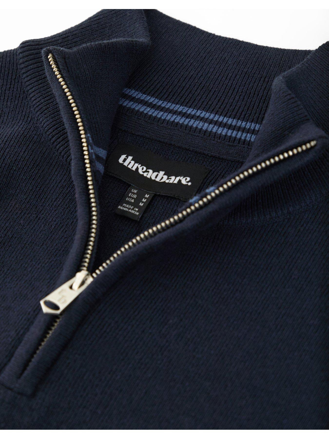 Image 5 of 5 of Threadbare Cotton Rich Quarter Zip Jumper In Navy