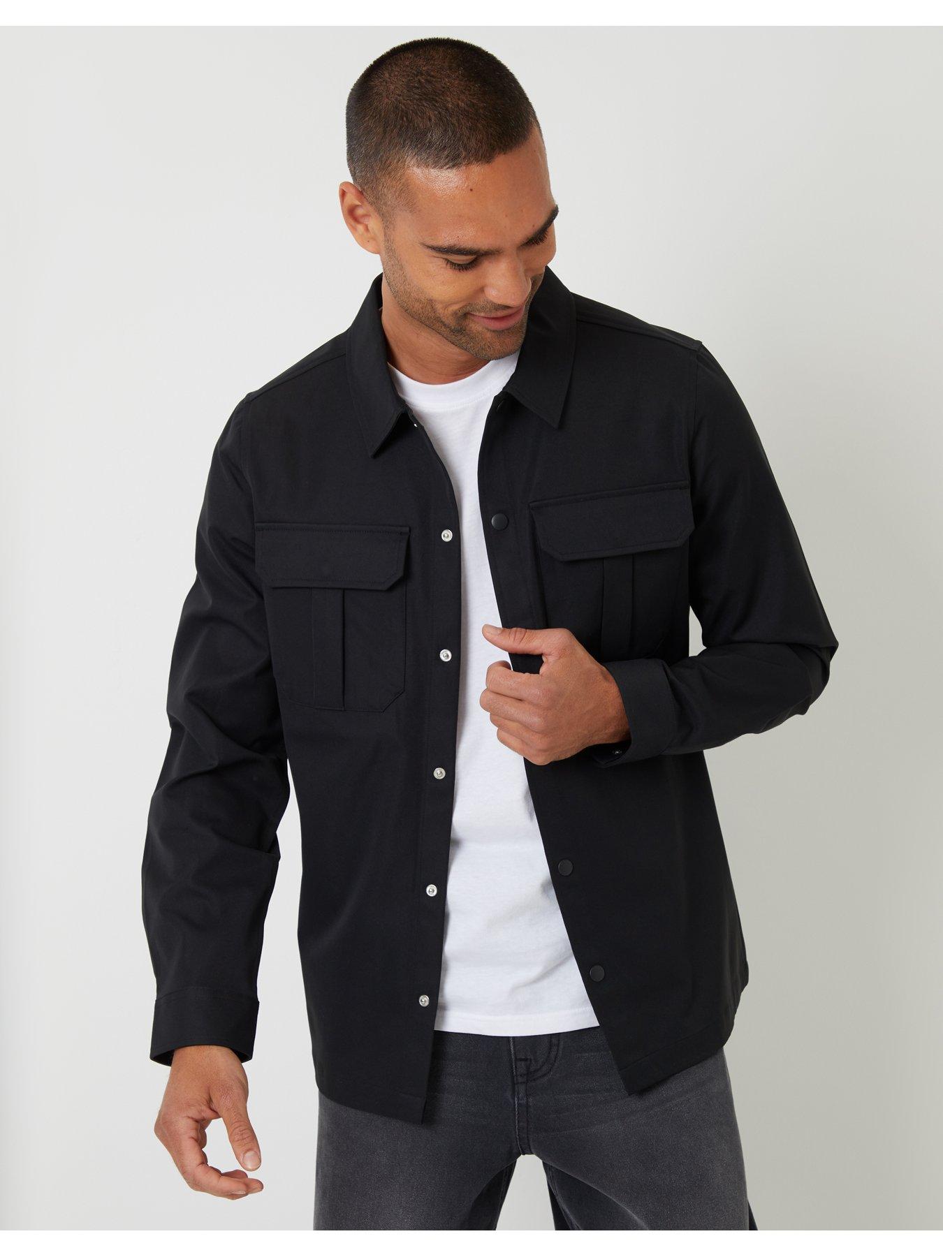 Image 5 of 6 of Threadbare Patch Pocket Overshirt In Black