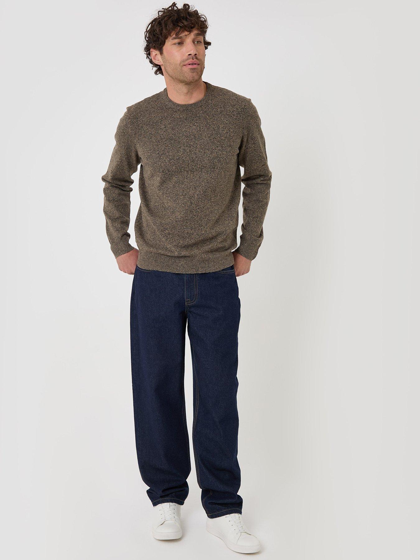 Image 3 of 5 of Threadbare Mens Jumper Crew Afton - Taupe Marl 12gg