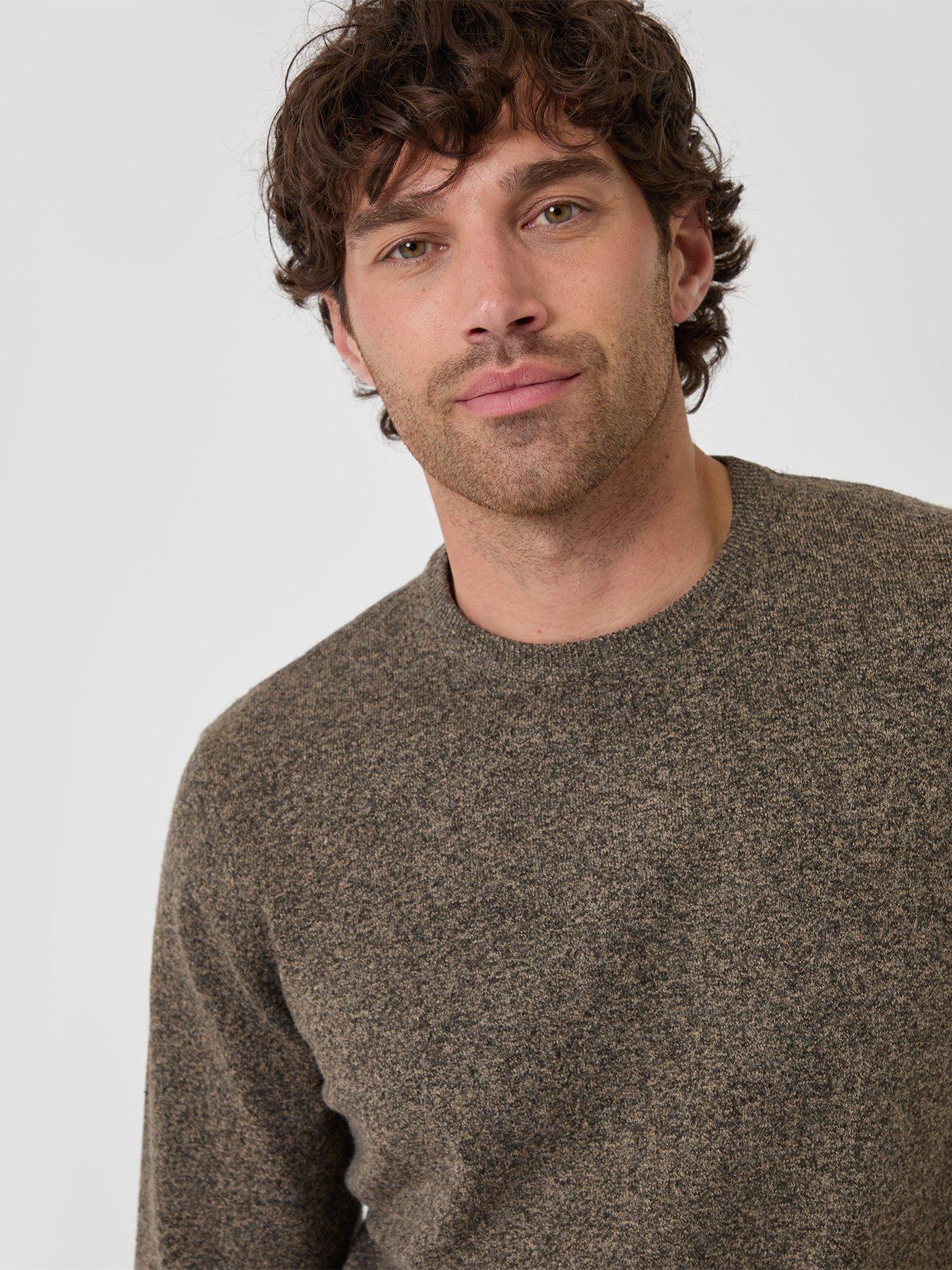 Image 4 of 5 of Threadbare Mens Jumper Crew Afton - Taupe Marl 12gg