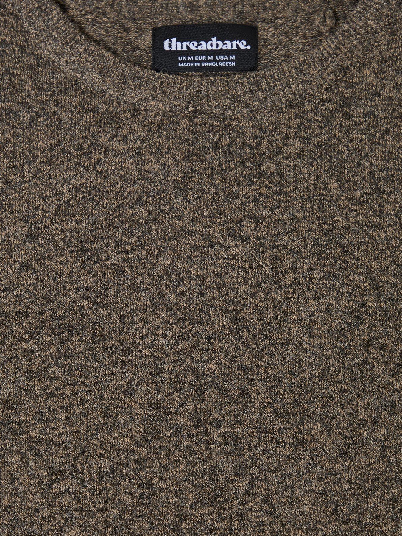 Image 5 of 5 of Threadbare Mens Jumper Crew Afton - Taupe Marl 12gg