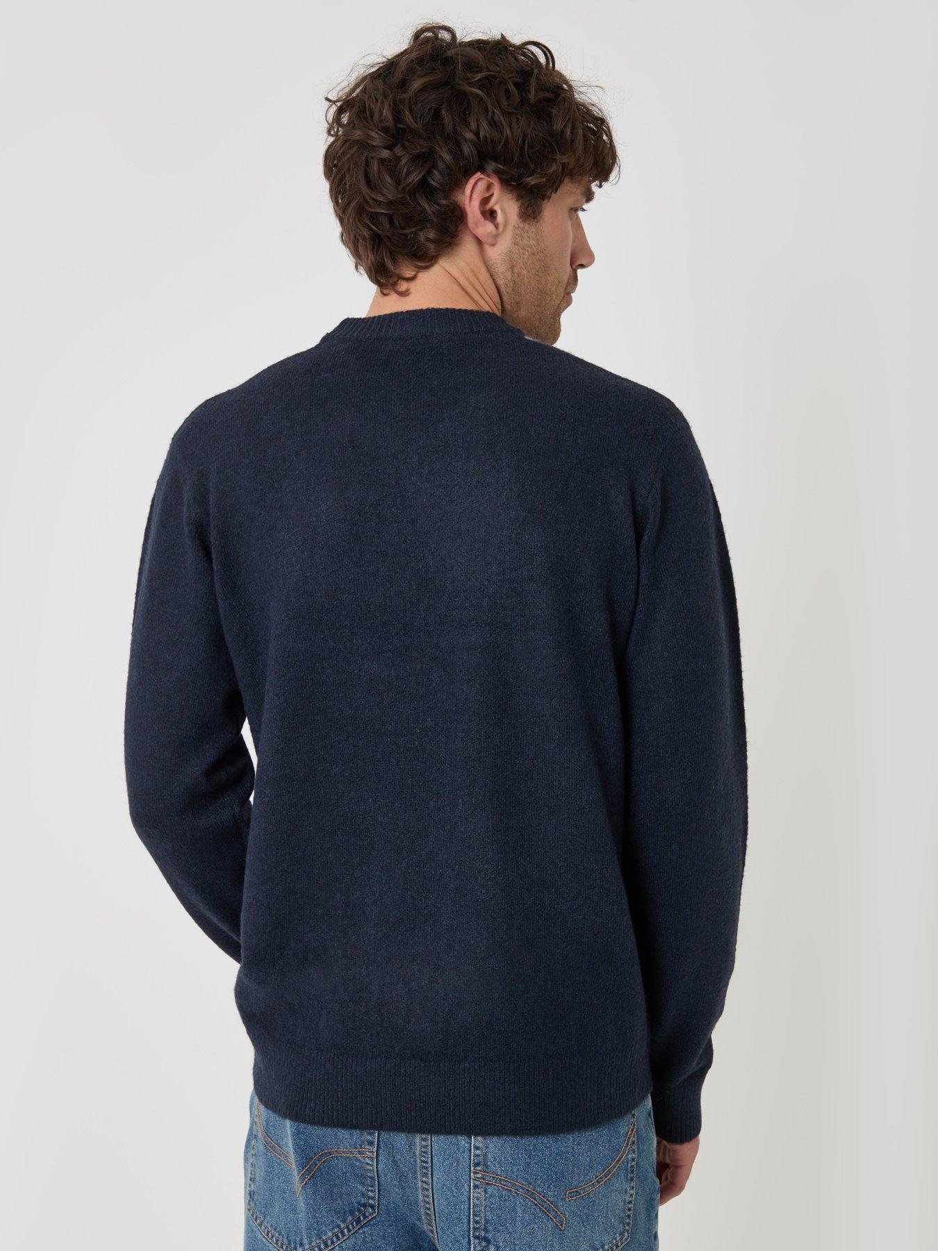 Image 2 of 4 of Threadbare Mens Gransden Argyle Knit Crew Neck Rib Trim Jumper - Navy