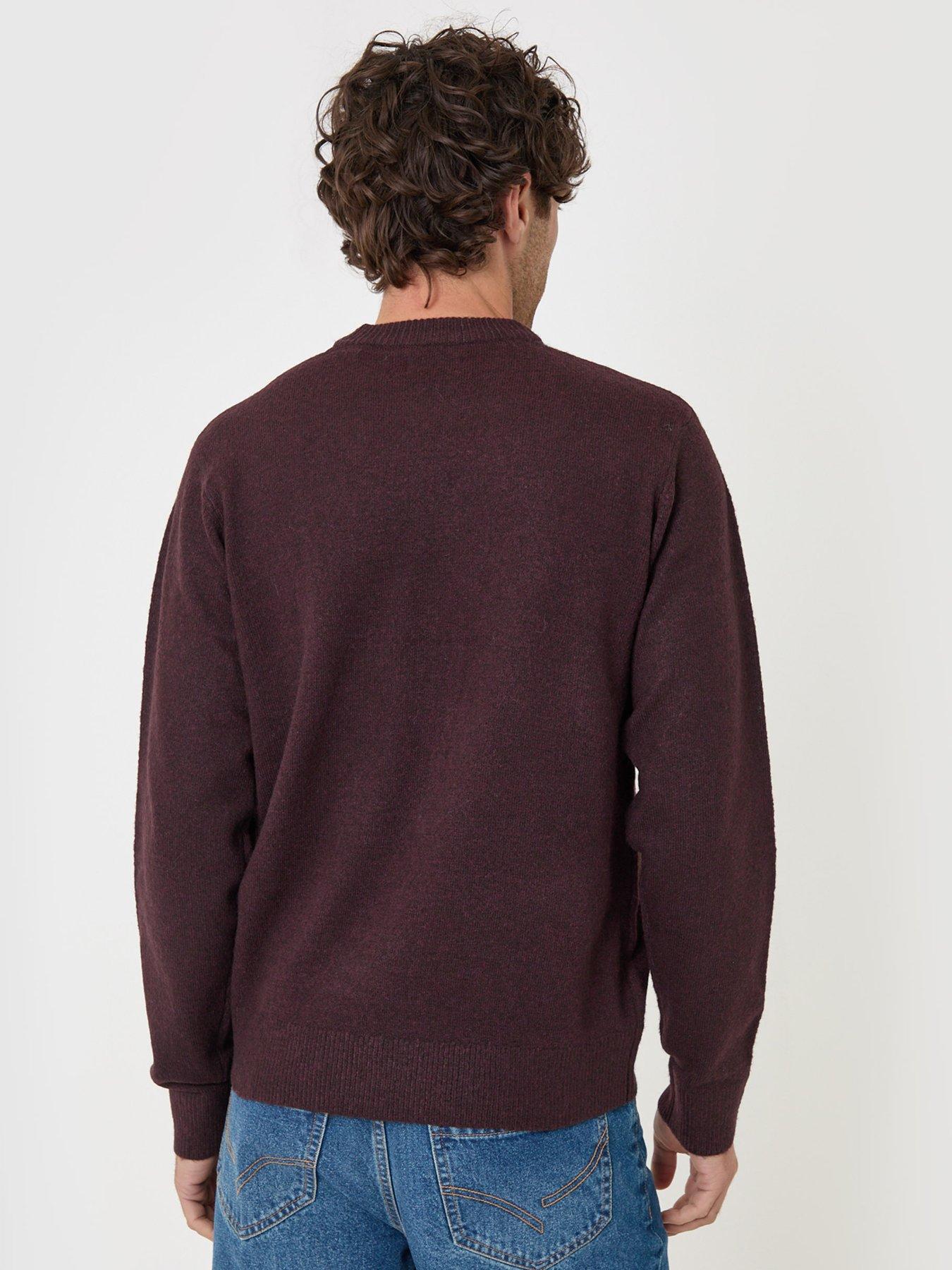 Image 2 of 5 of Threadbare Argyle Crew Neck Jumper In Burgundy