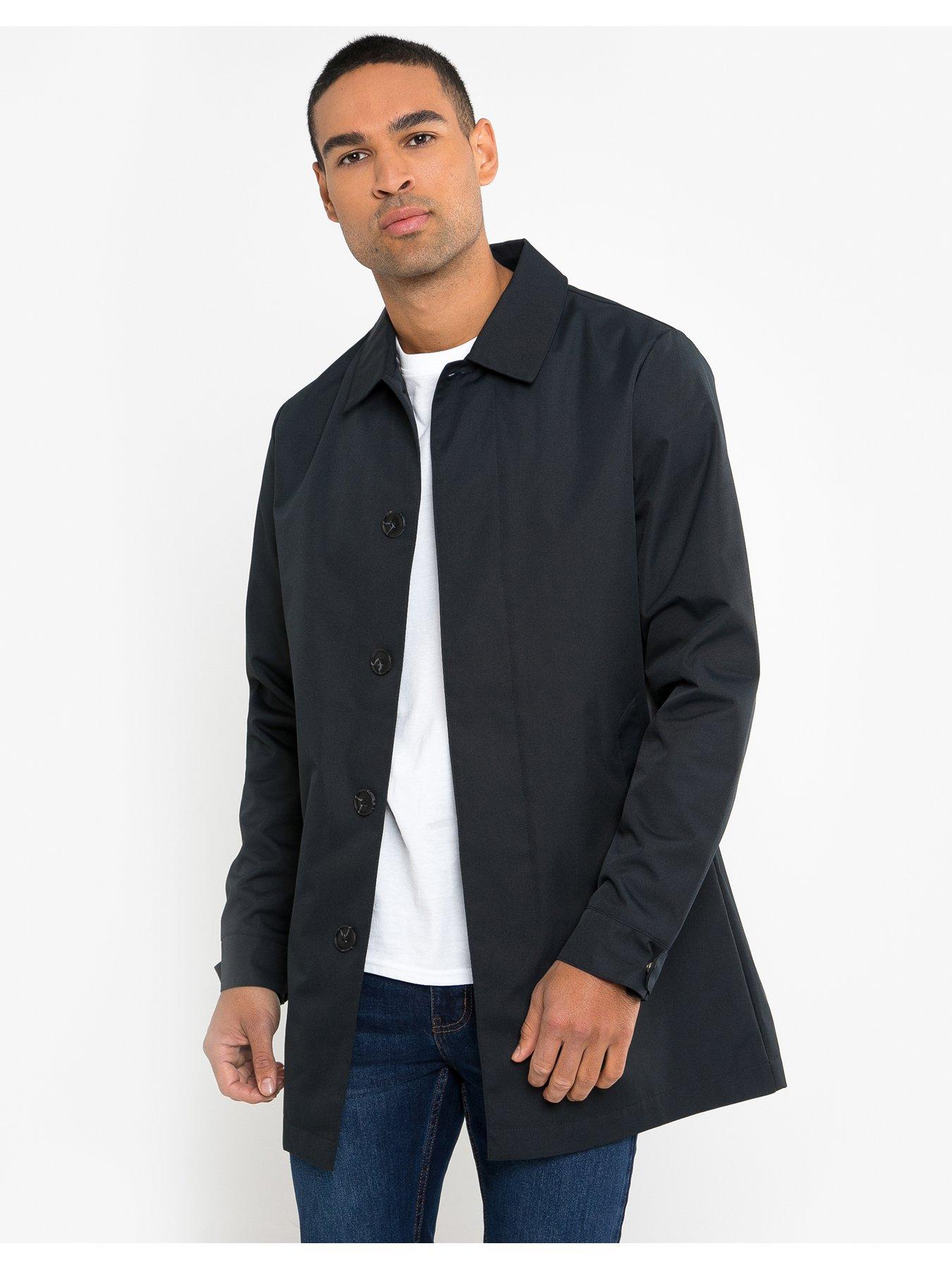 Image 1 of 4 of Threadbare Showerproof Collared Longline Mac In Navy