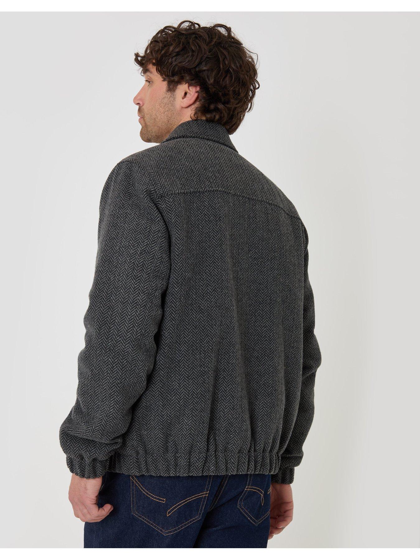 Image 2 of 6 of Threadbare Herringbone Faux Wool Collared Jacket In Slate Grey