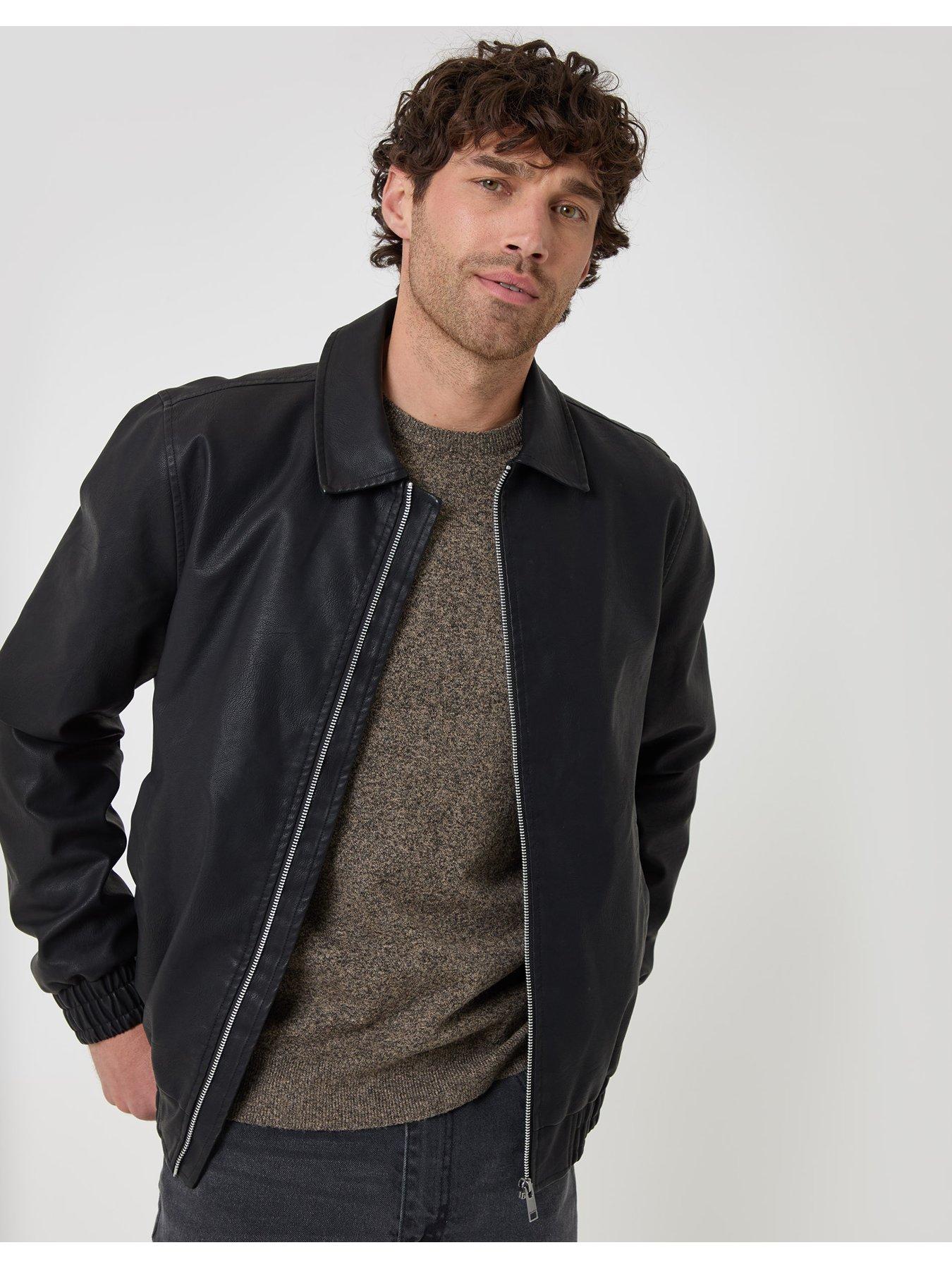 Image 1 of 5 of Threadbare Faux Leather Collared Jacket In Black