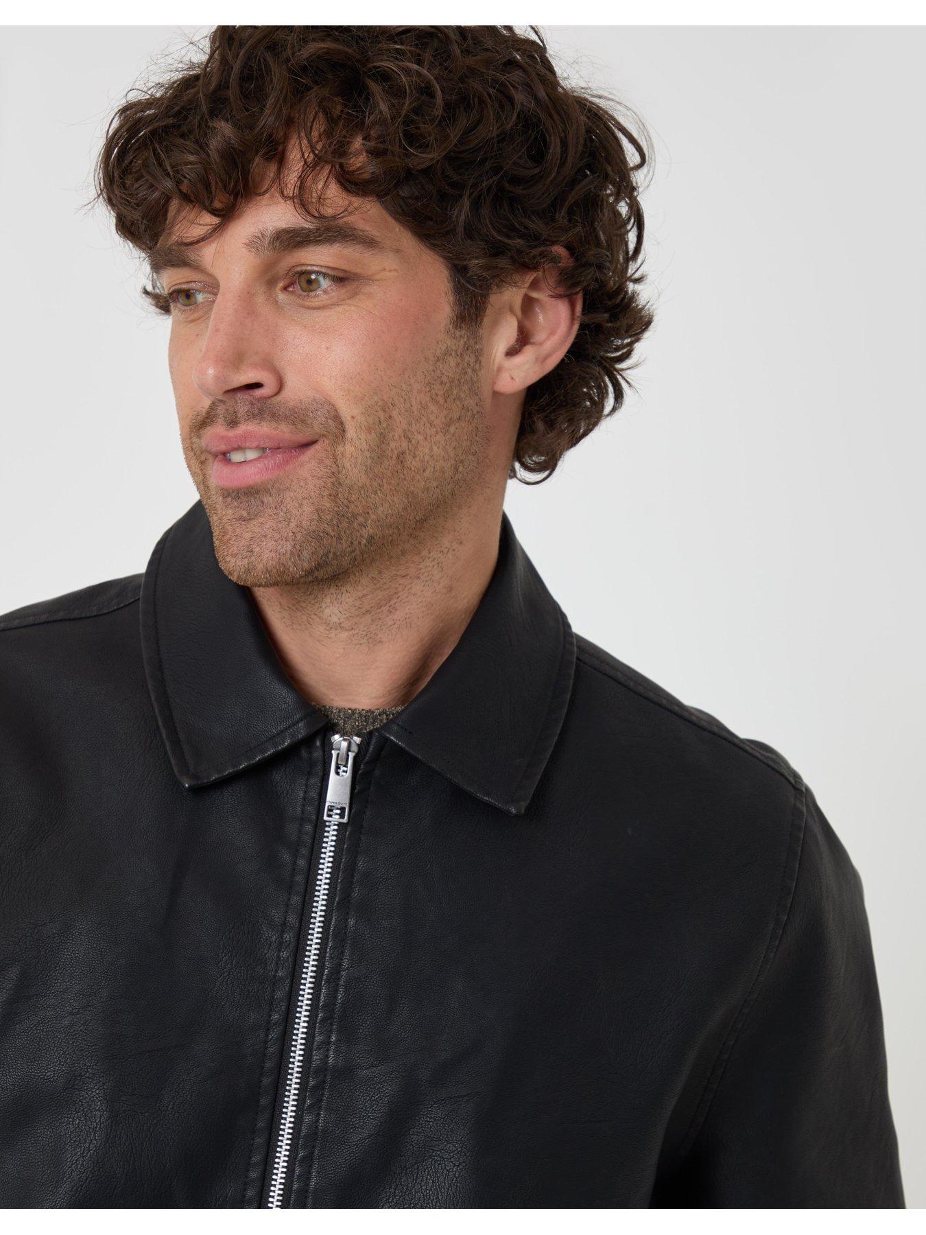 Image 4 of 5 of Threadbare Faux Leather Collared Jacket In Black